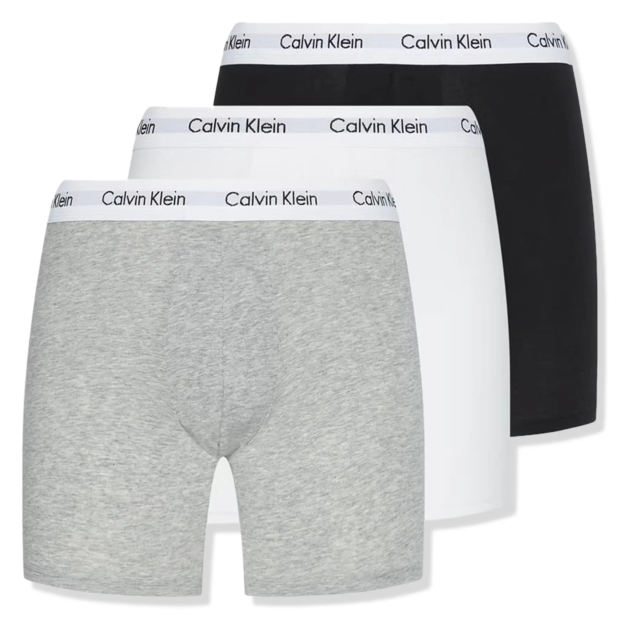 Pack view of Calvin Klein 3 Pack White Black Grey Boxer Briefs