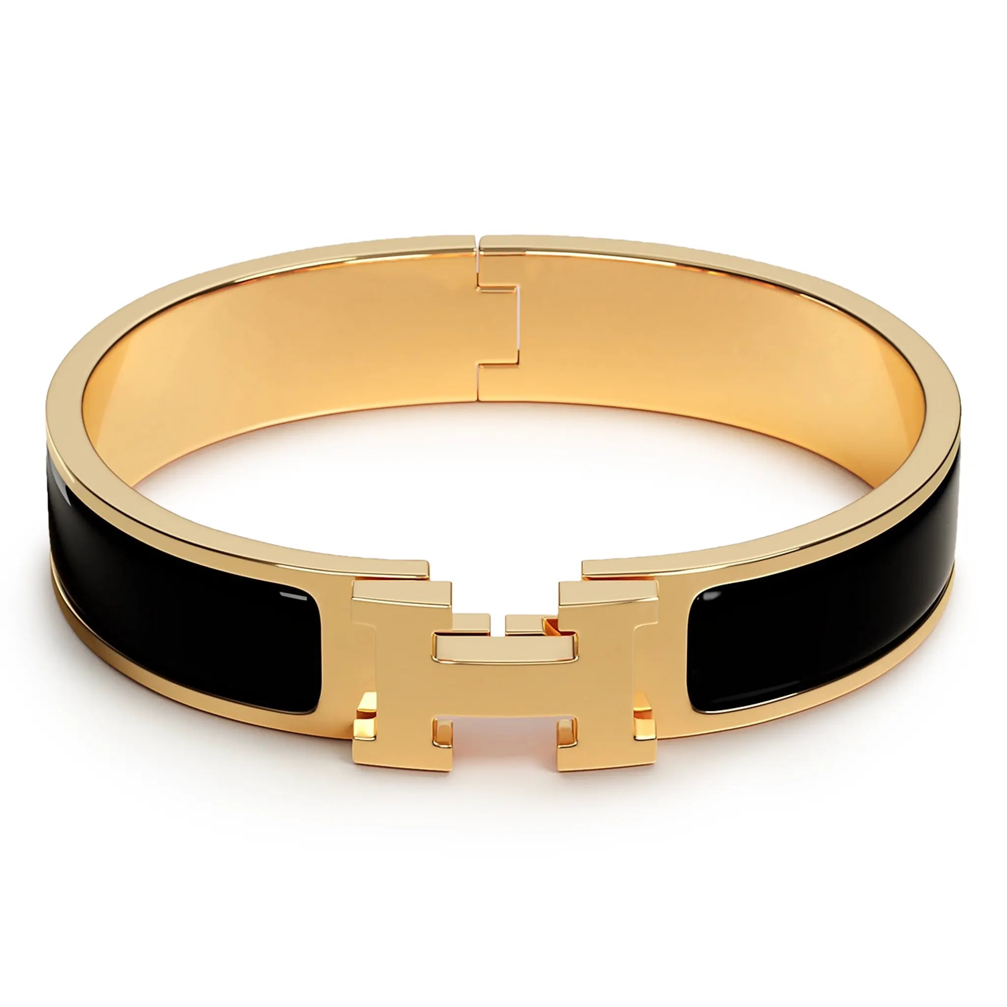 Front view of Hermes Paris Clic H Black Bracelet H700001FV01PM