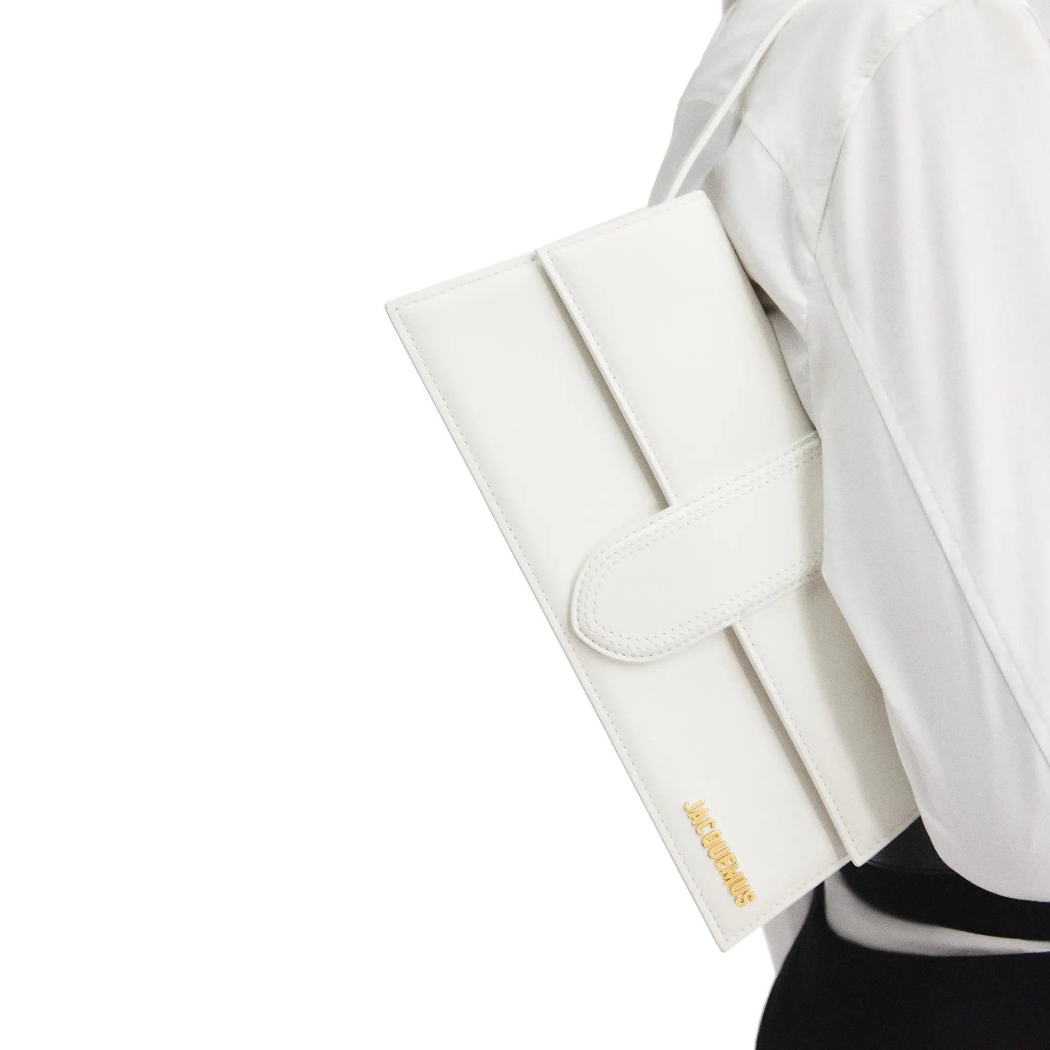 Detail view of Jacquemus Le Bambino Long Flap White Shoulder Bag 221BA013-3060-100