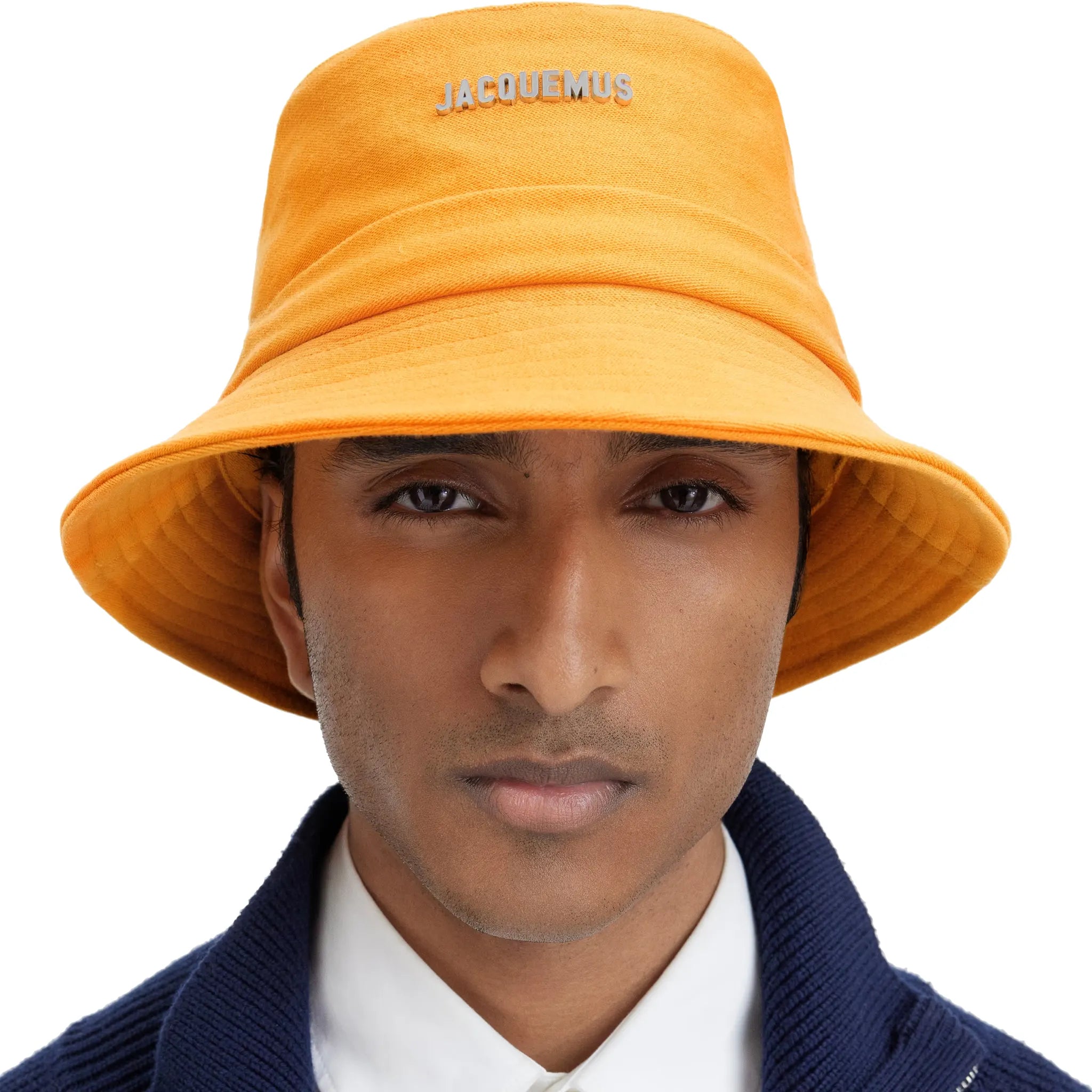Front Detail view of Jacquemus Le Bob Gadjo Dark Orange Bucket Hat 223AC001-5106-780
