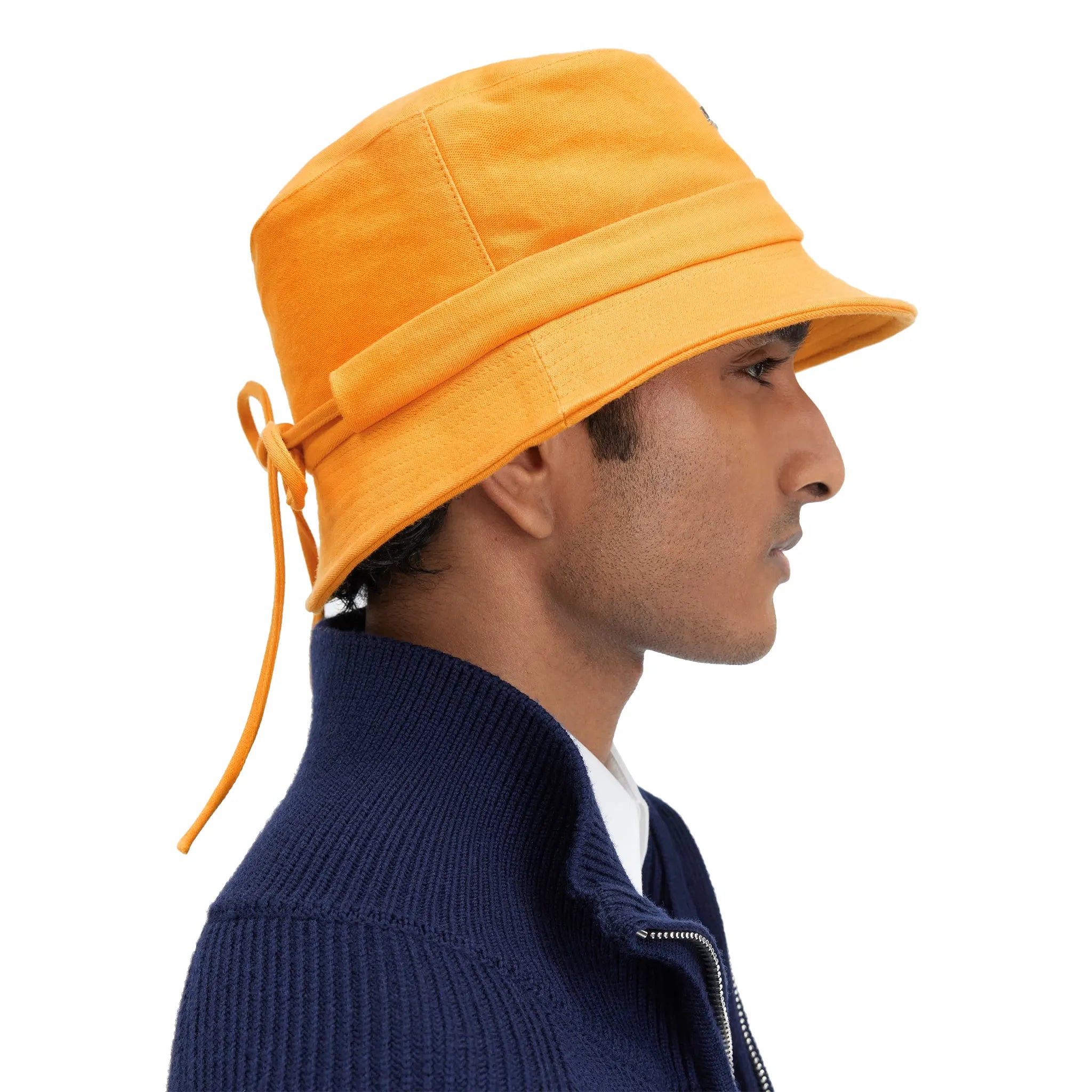Side Detail view of Jacquemus Le Bob Gadjo Dark Orange Bucket Hat 223AC001-5106-780