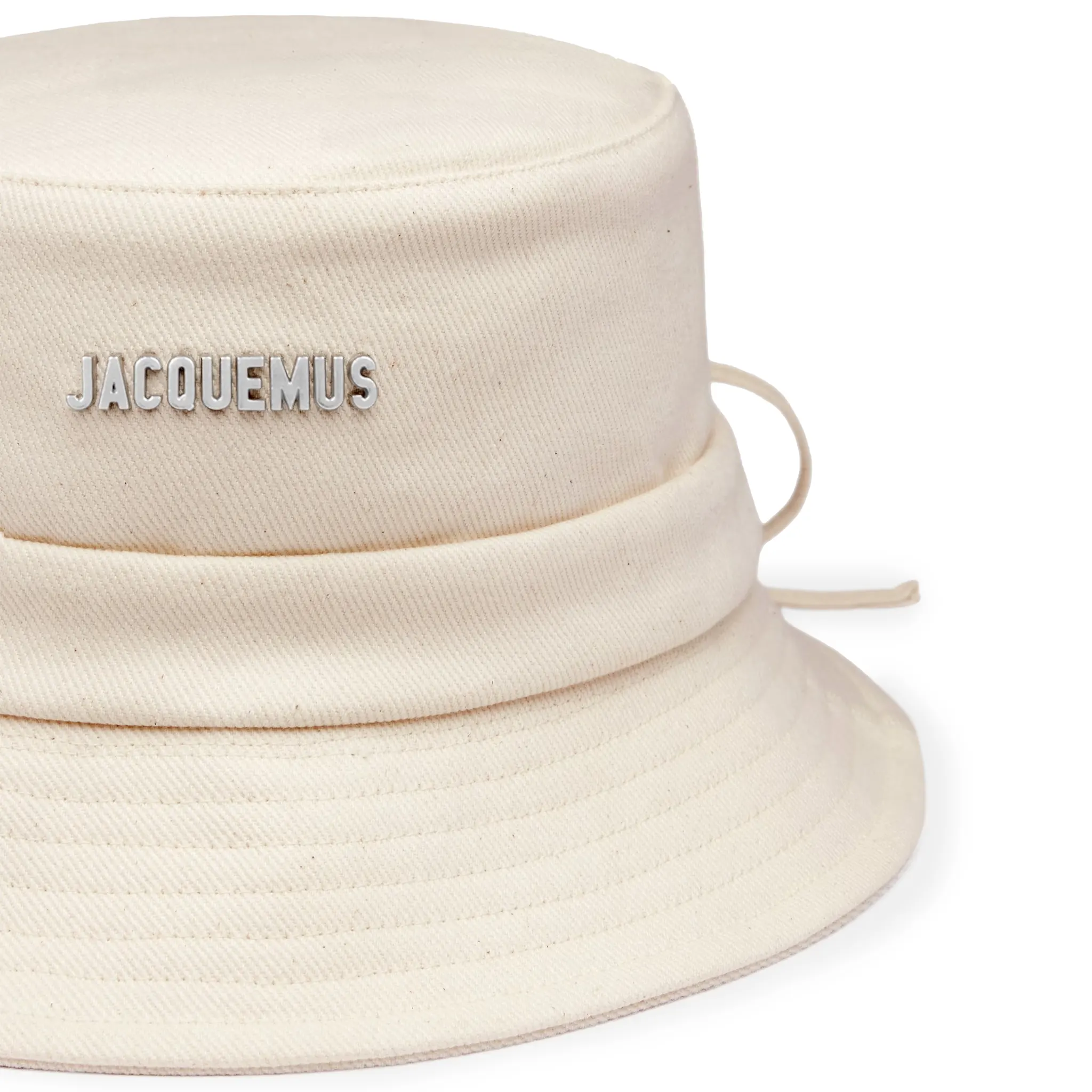 Detail view of Jacquemus Le Bob Gadjo Off White Bucket Watch Hat 223AC001-5001-110
