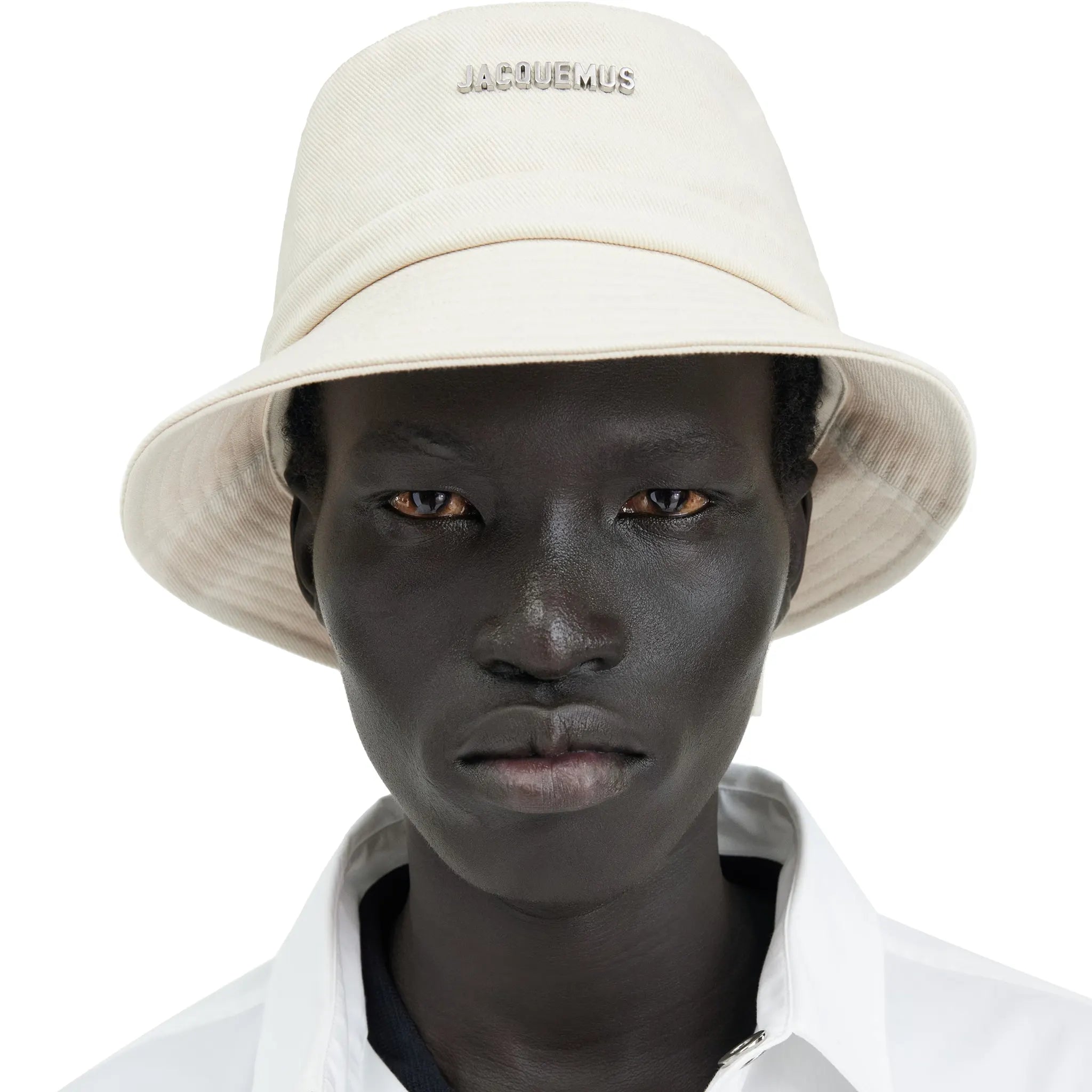 Front Detail view of Jacquemus Le Bob Gadjo Off White Bucket Watch Hat 223AC001-5001-110
