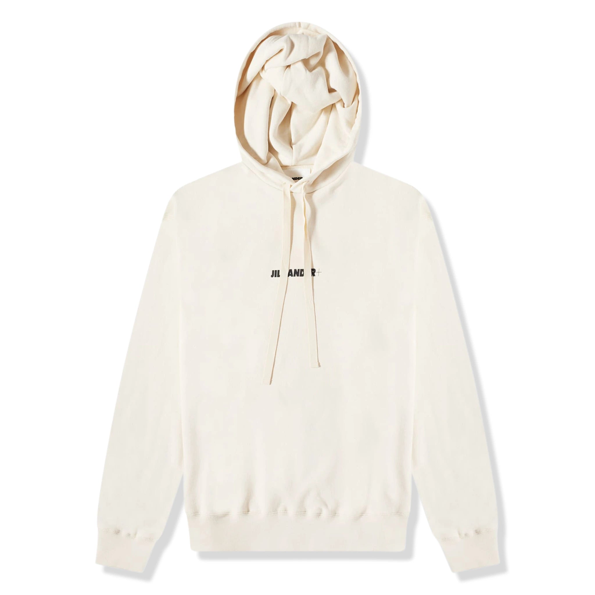 Front view of Jil Sander Logo Printed Off White Hoodie J47GU0002J20010279