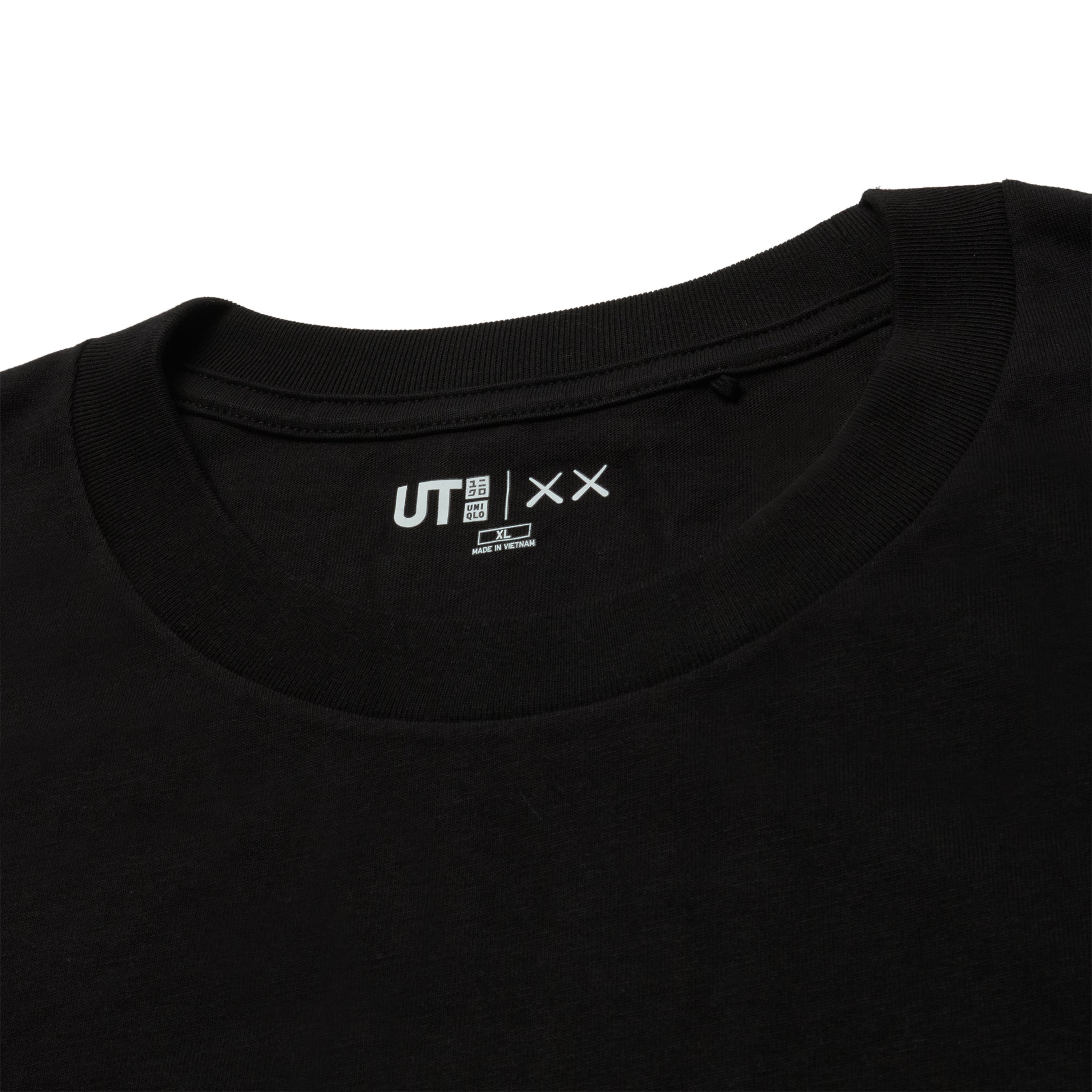 Neck view of Kaws x Uniqlo UT Graphic Black T Shirt 467775