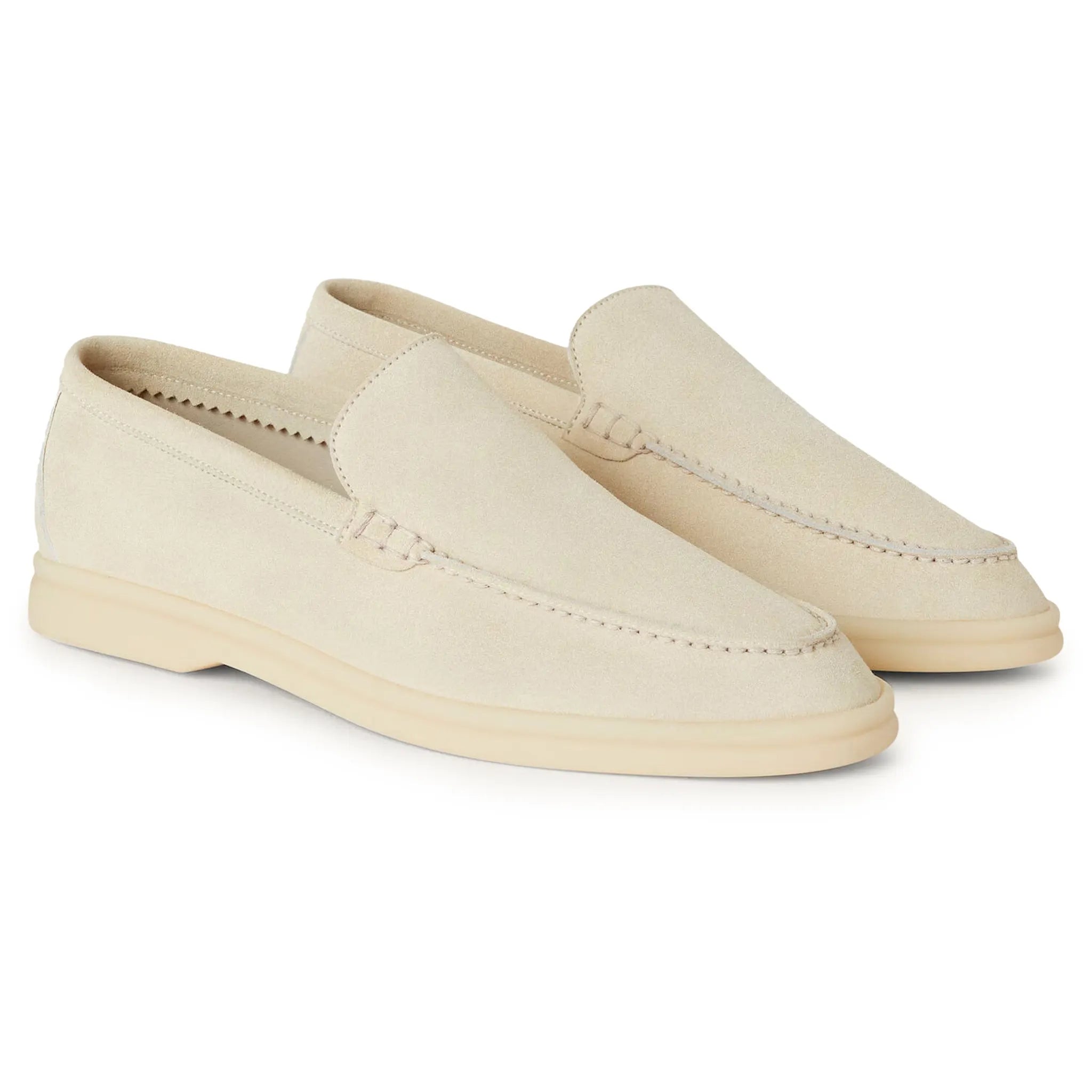 Pair view of Loro Piana Summer Walk Suede Nougat Loafers FAI1392
