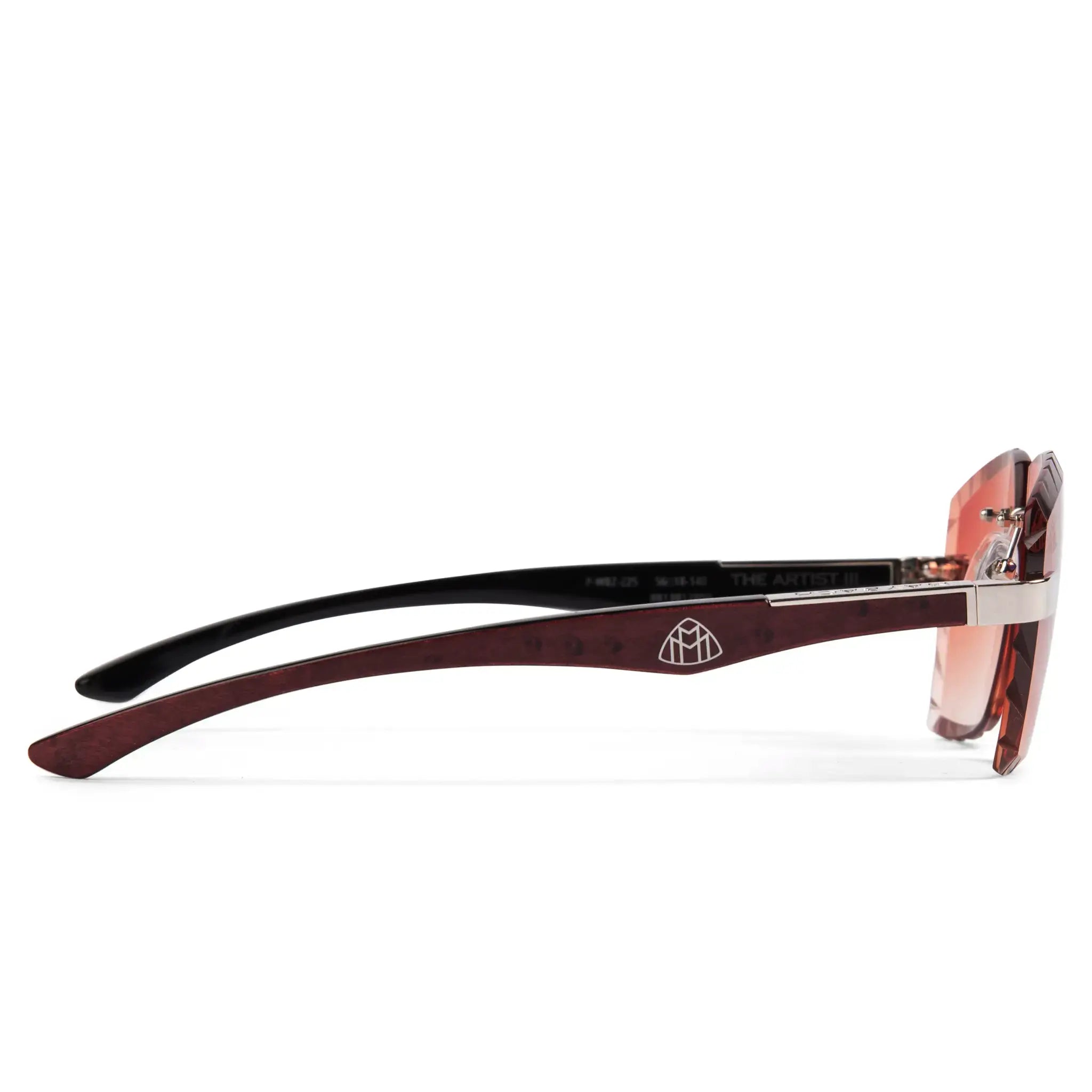 Side view of Maybach Eyewear The Artist III P-WBZ-ZZ5 Custom Brown Fade Diamond Cut Sunglasses 