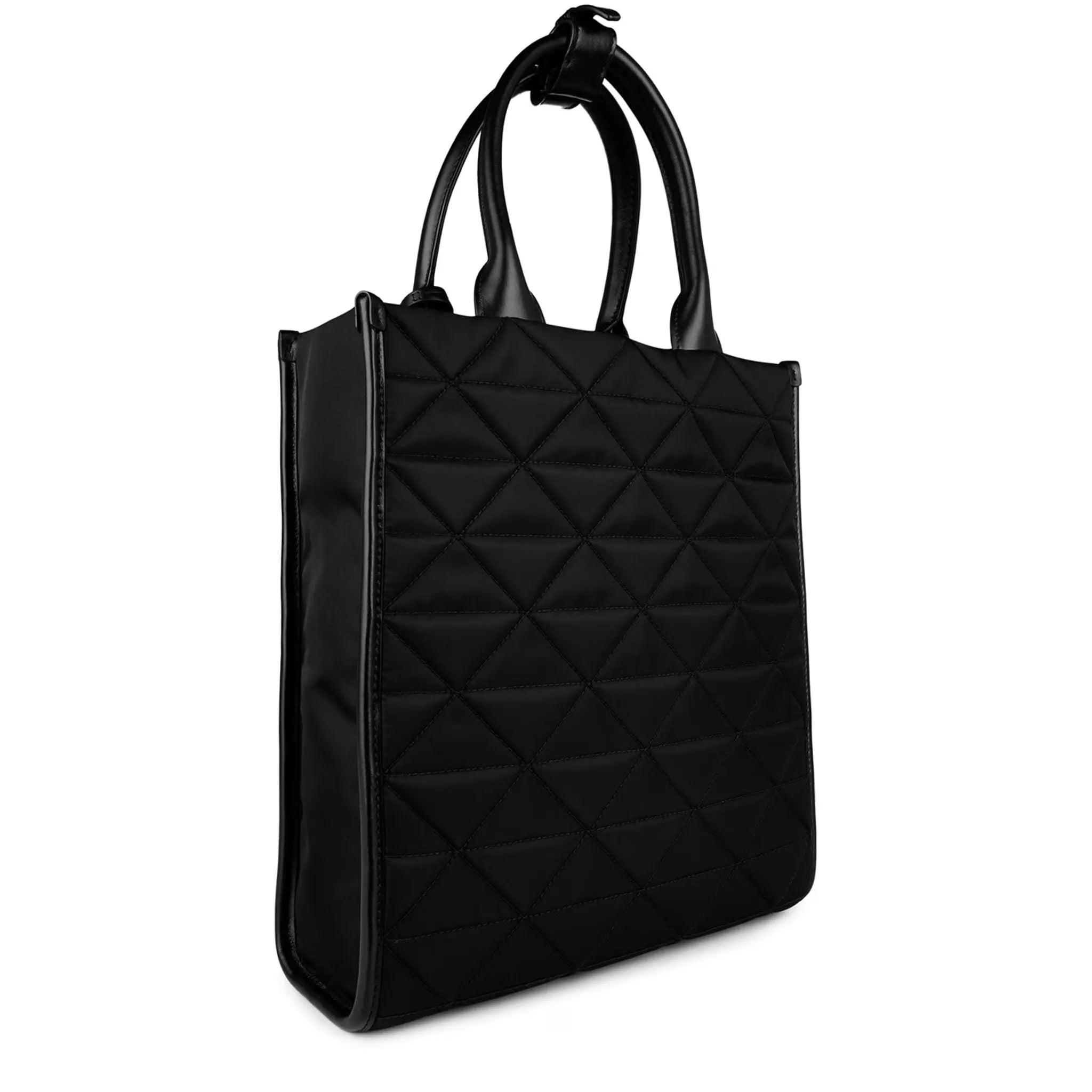 Back view of Prada Large Re Nylon Quilted Black Tote Bag 1BA391VOOM2CNY