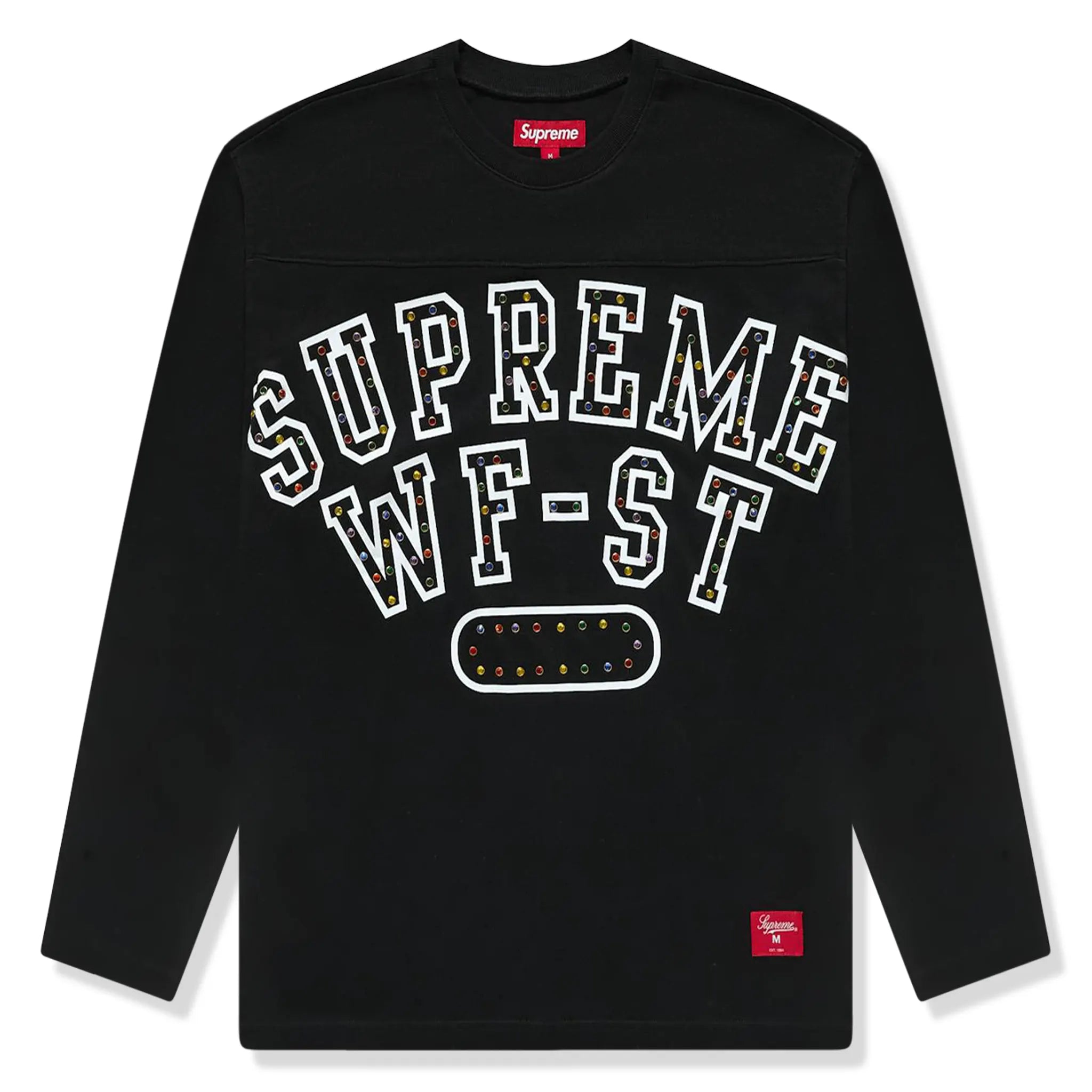 Front view of Supreme Athletic Studded L/S Black T Shirt FW24KN80 BLACK