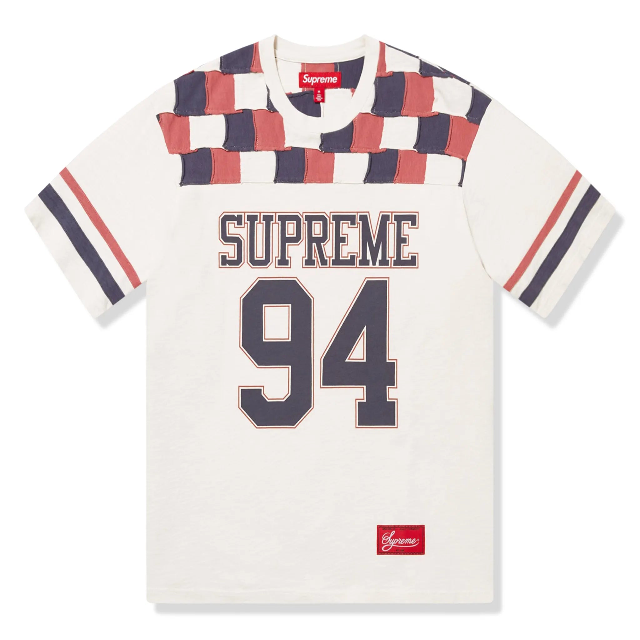 Front view of Supreme Patchwork Yoke Stone Football T Shirt FW24KN33 STONE 