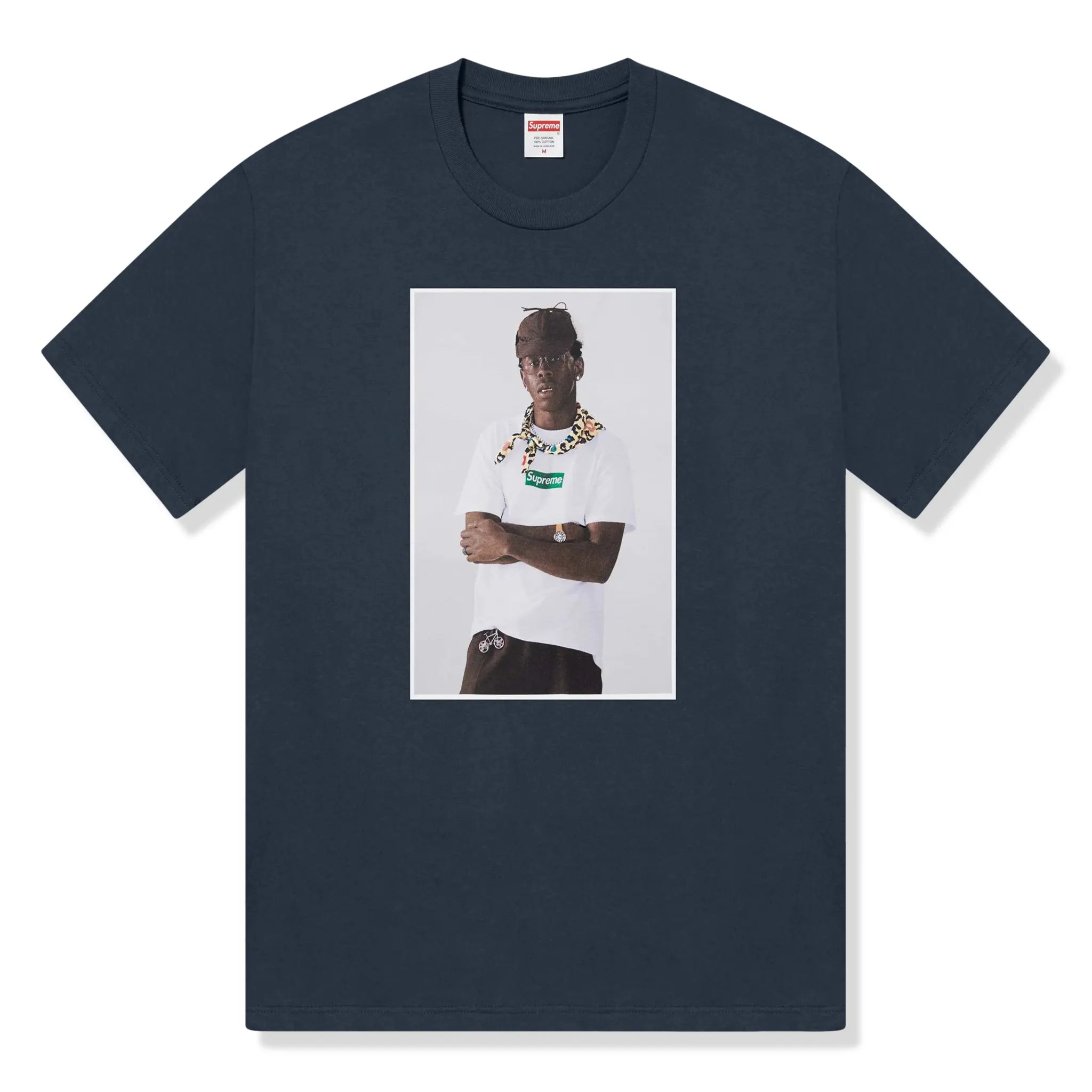 Front view of Supreme Tyler The Creator Navy T Shirt FW24T43 NAVY 