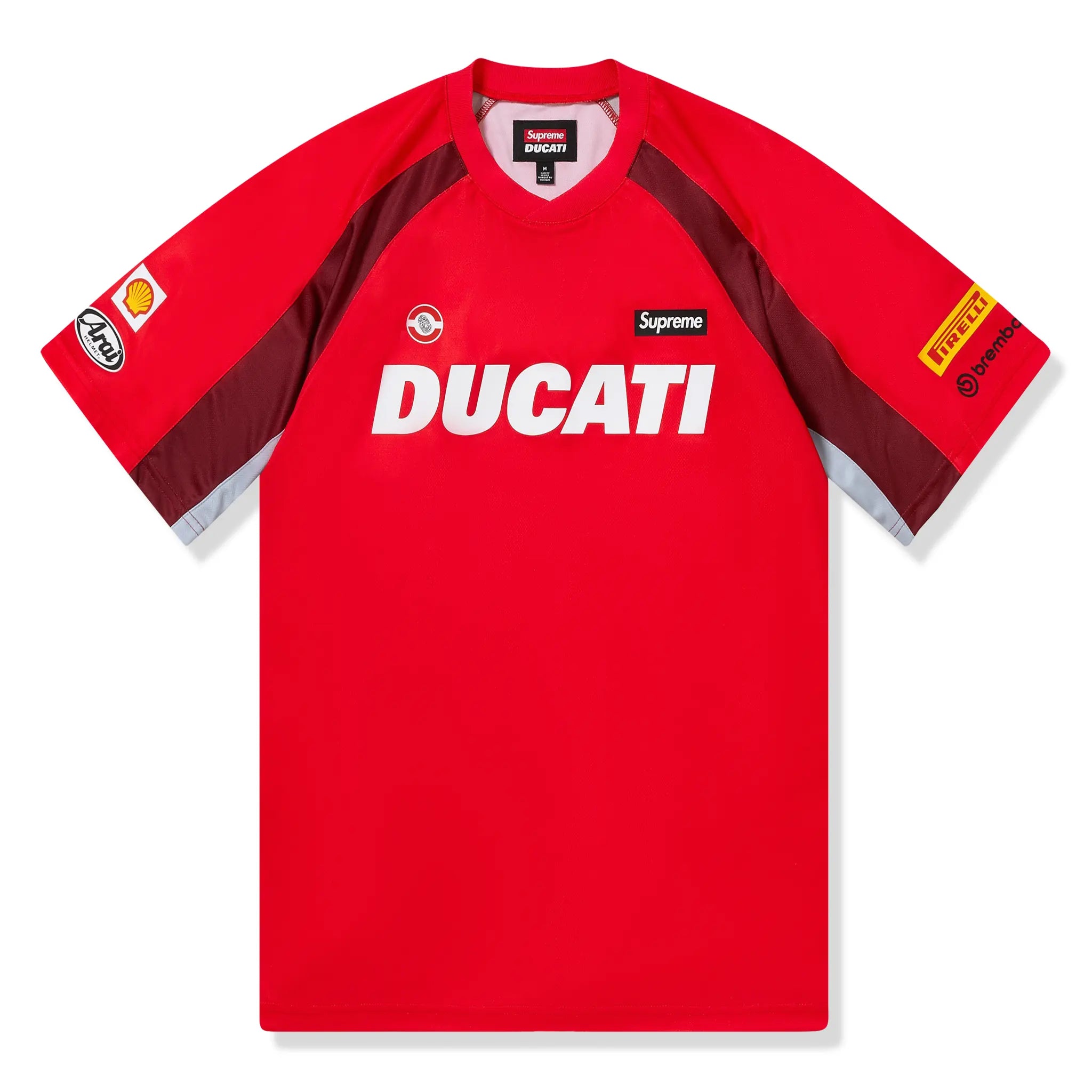 Front view of Supreme x Ducati Soccer Red Jersey