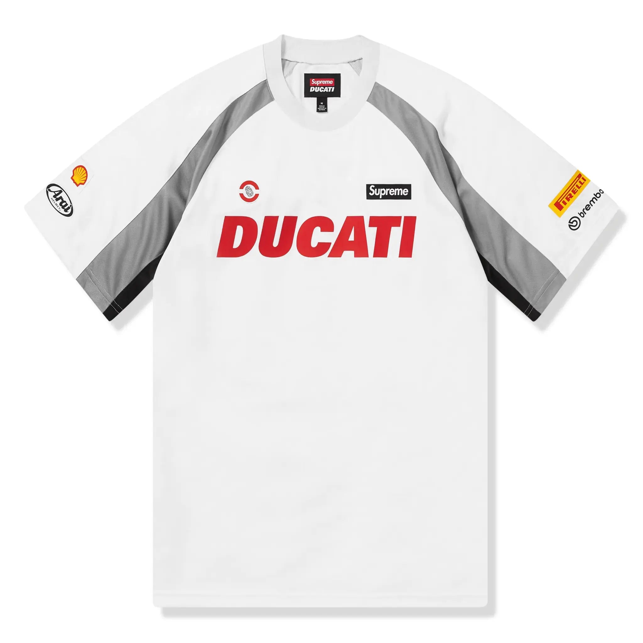 Front view of Supreme x Ducati Soccer White Jersey