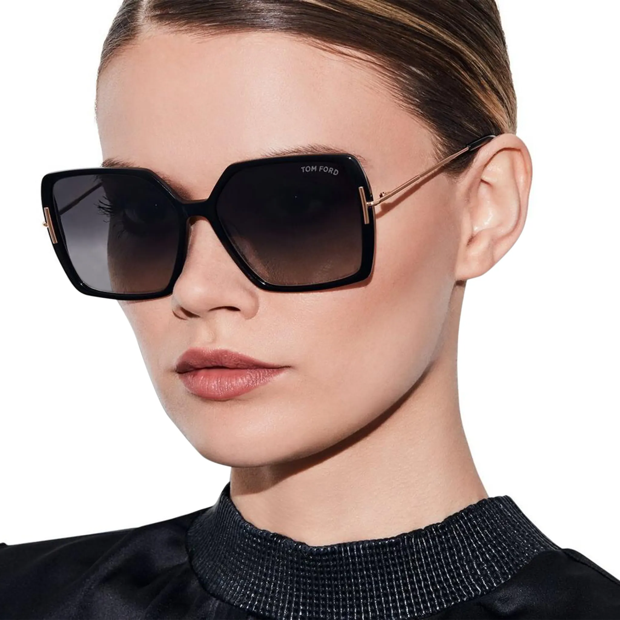 Model view of Tom Ford Joanna FT1039 01B 59 Black Sunglasses