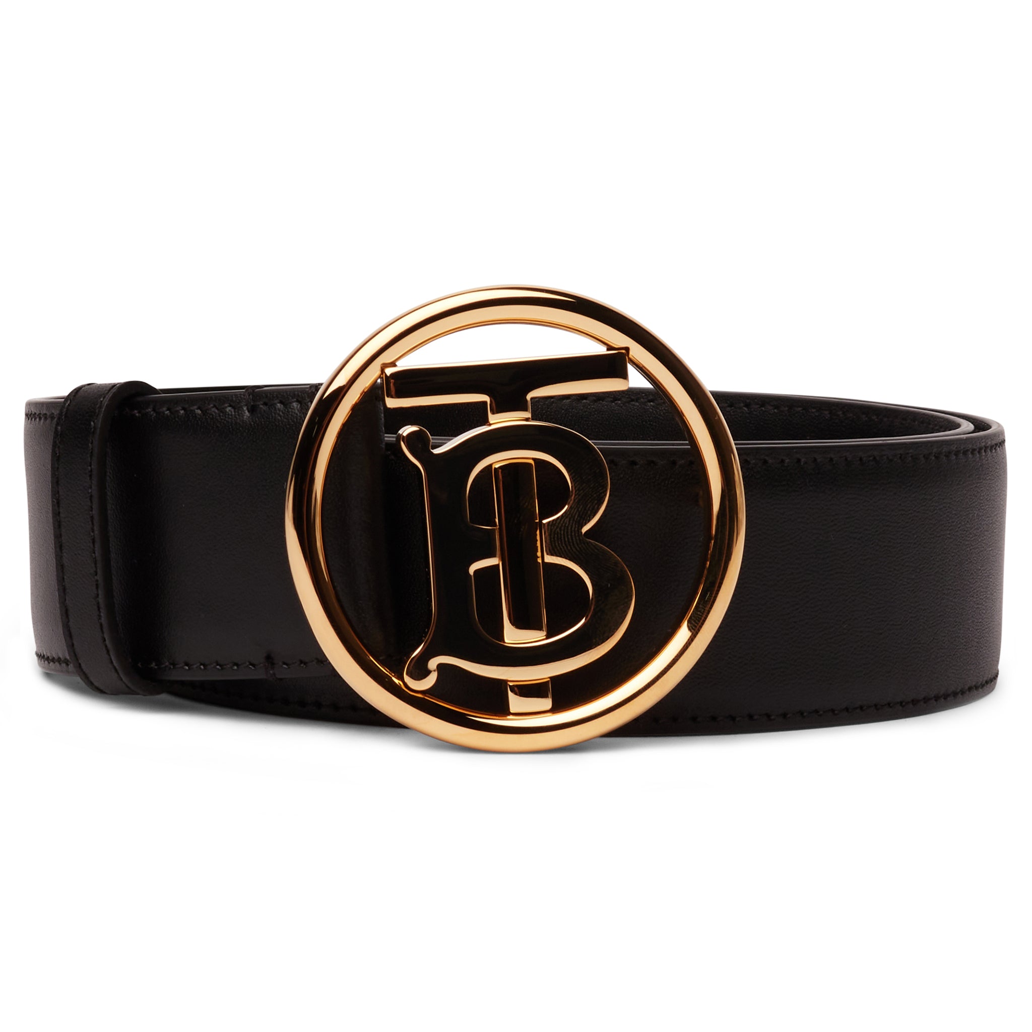 Burberry London Brown Leather Women's Waist Belt Gold Buckle USA Size 36