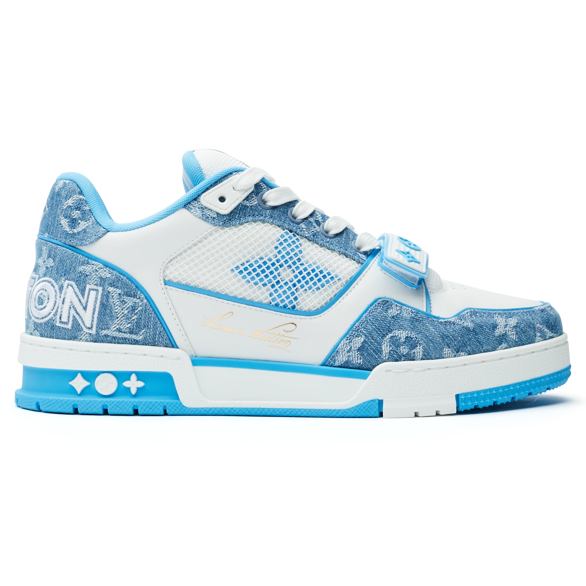 Louis Vuitton LV Monogram White Sky Blue Sneaker – Crepslocker