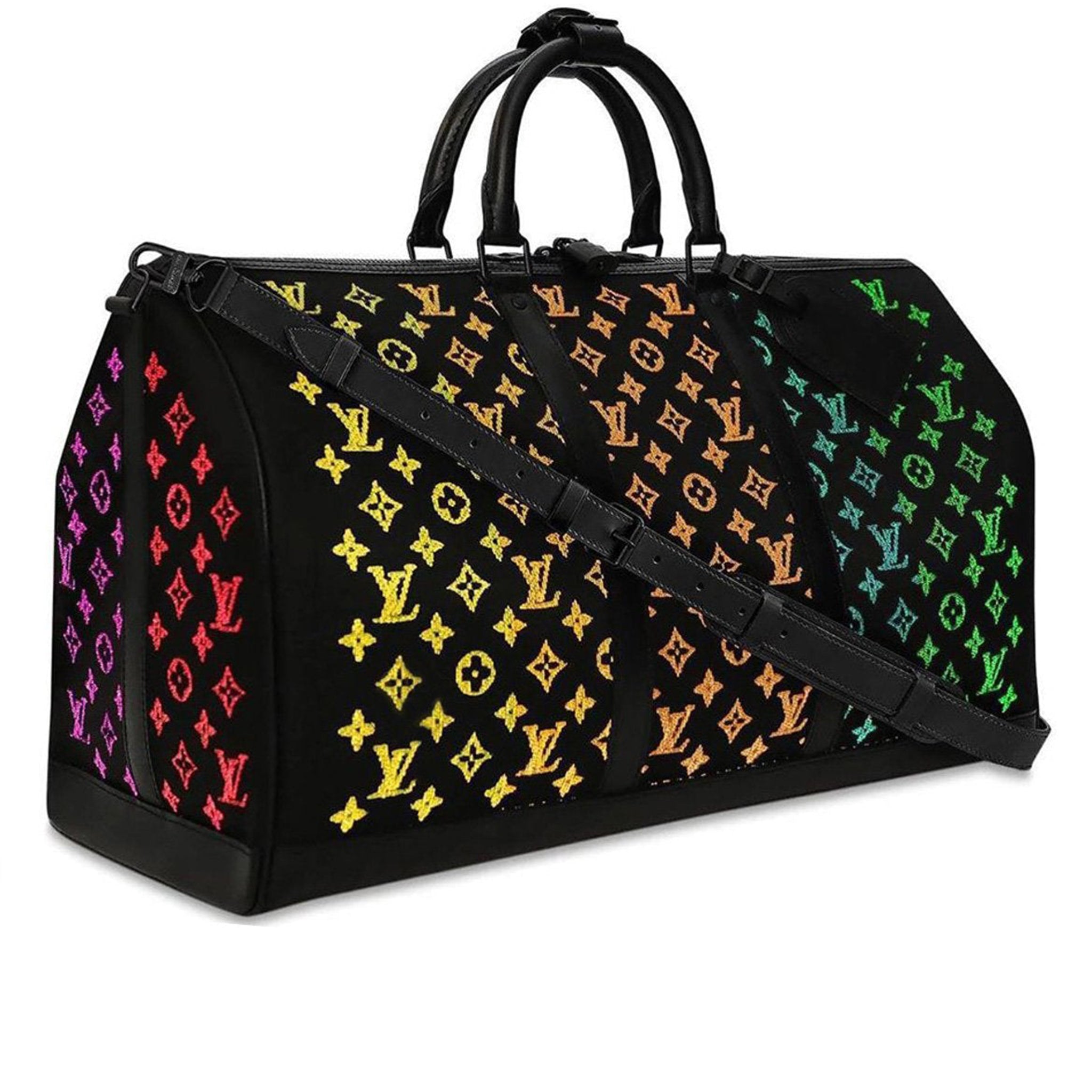 Keepall light up cloth travel bag Louis Vuitton Black in Cloth