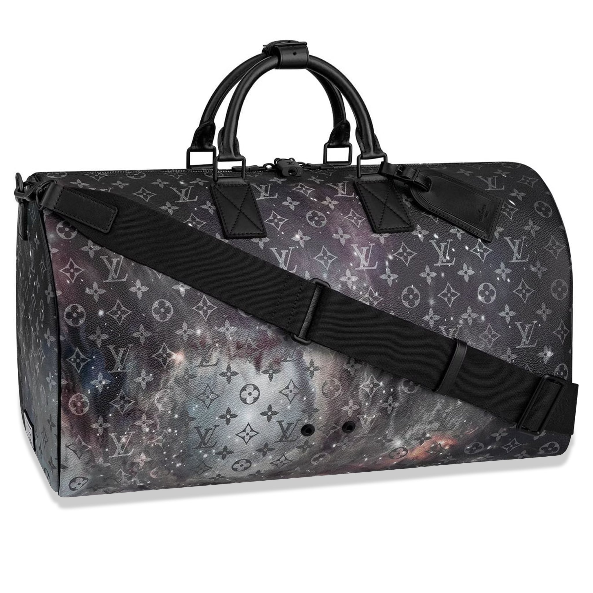 Louis Vuitton Keepall galaxy Black Grey Leather Cloth ref.439011 - Joli  Closet