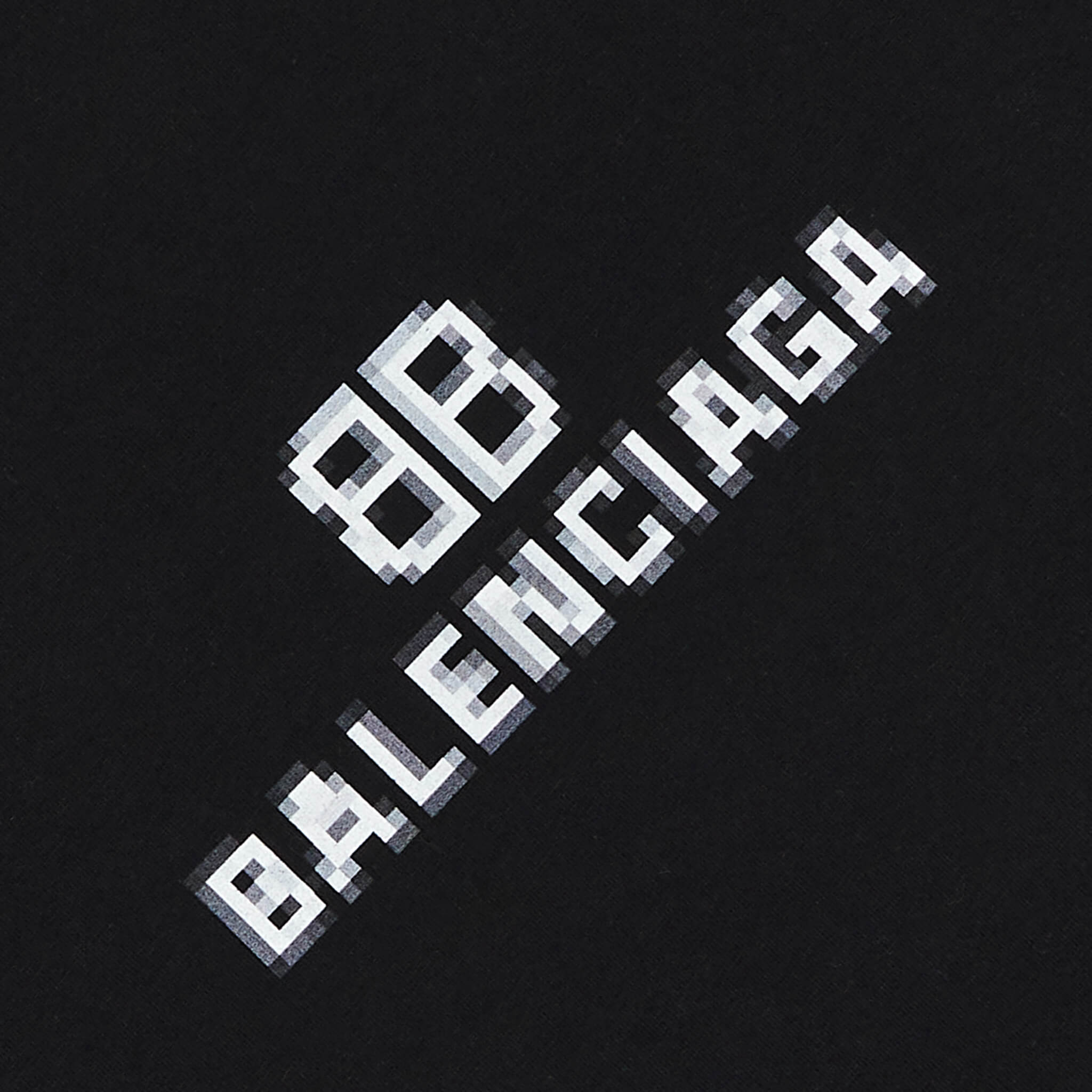 Detail view of Preloved - Balenciaga BB Logo Pixel Oversized Black T Shirt