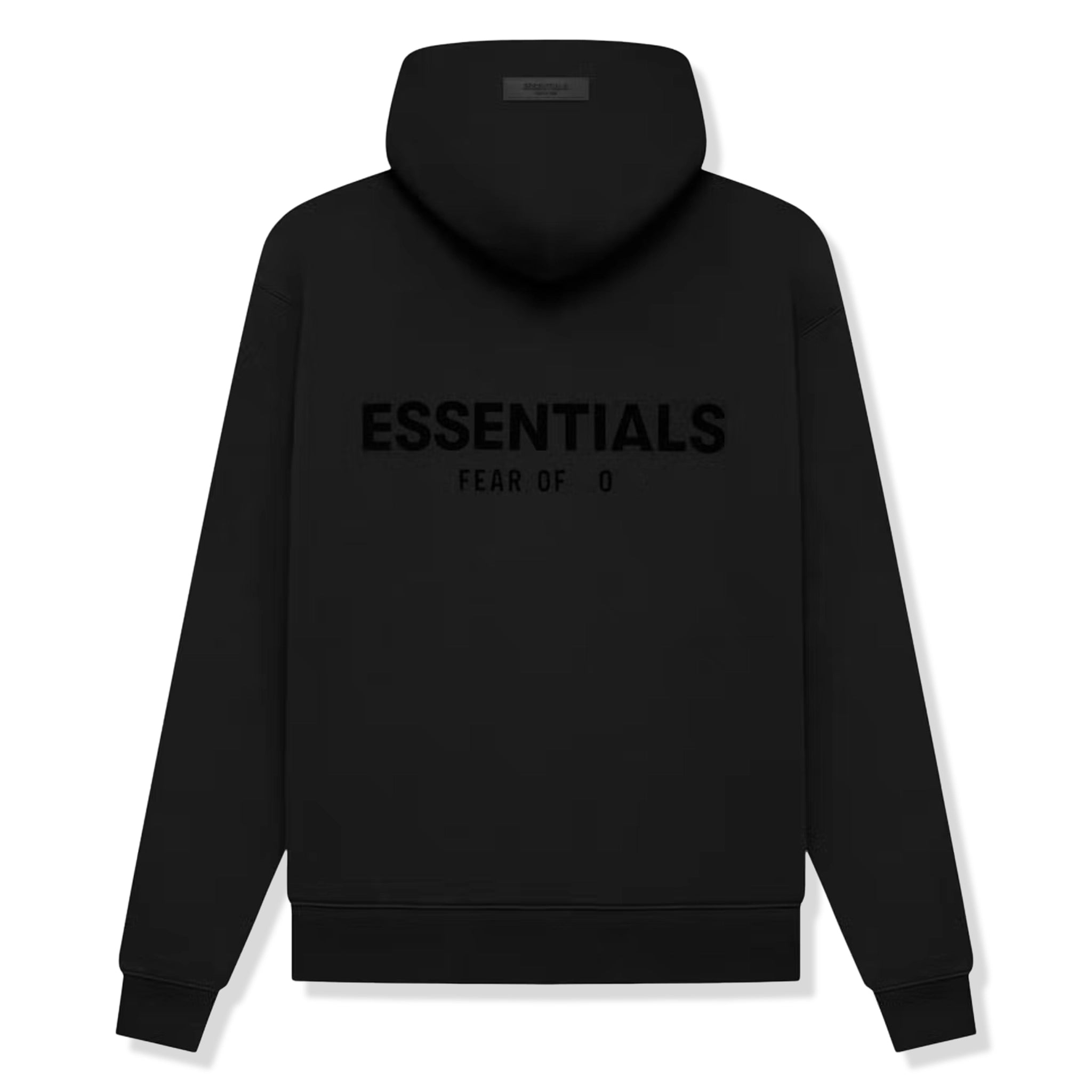 Image of Fear Of God Essentials Black Hoodie (SS22) (Letters Peeling On Back)