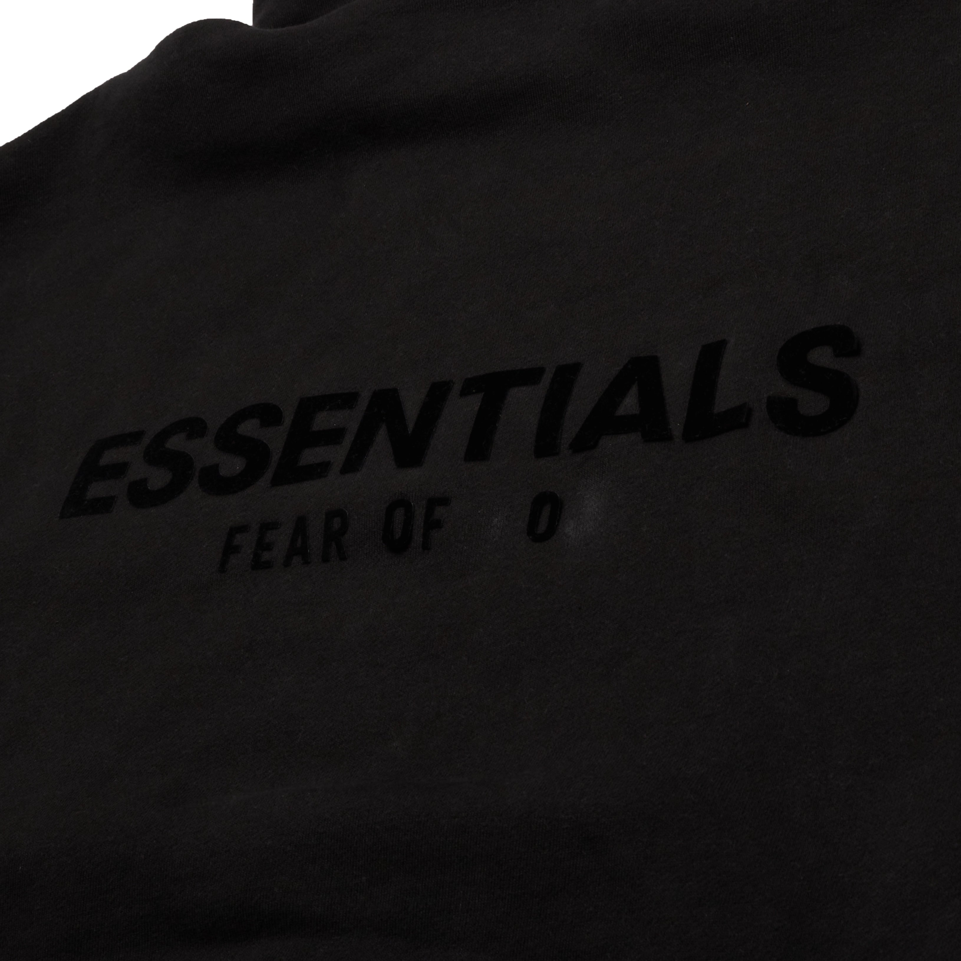 Image of Fear Of God Essentials Black Hoodie (SS22) (Letters Peeling On Back)