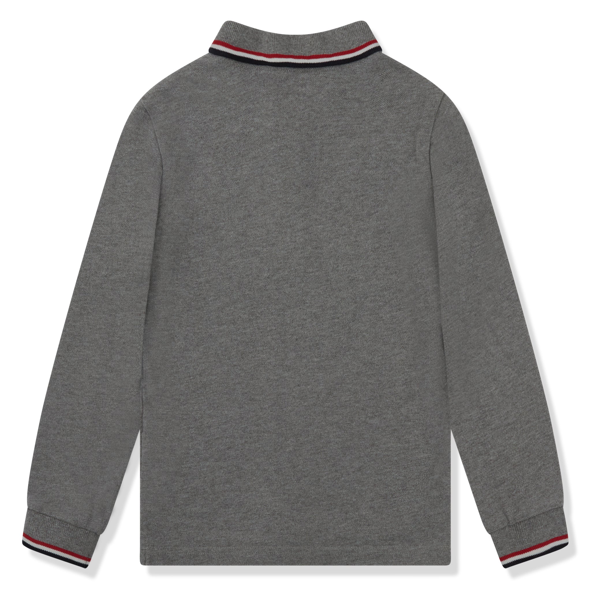 Image of Moncler Enfant Pique Cotton L/S Grey Polo Shirt