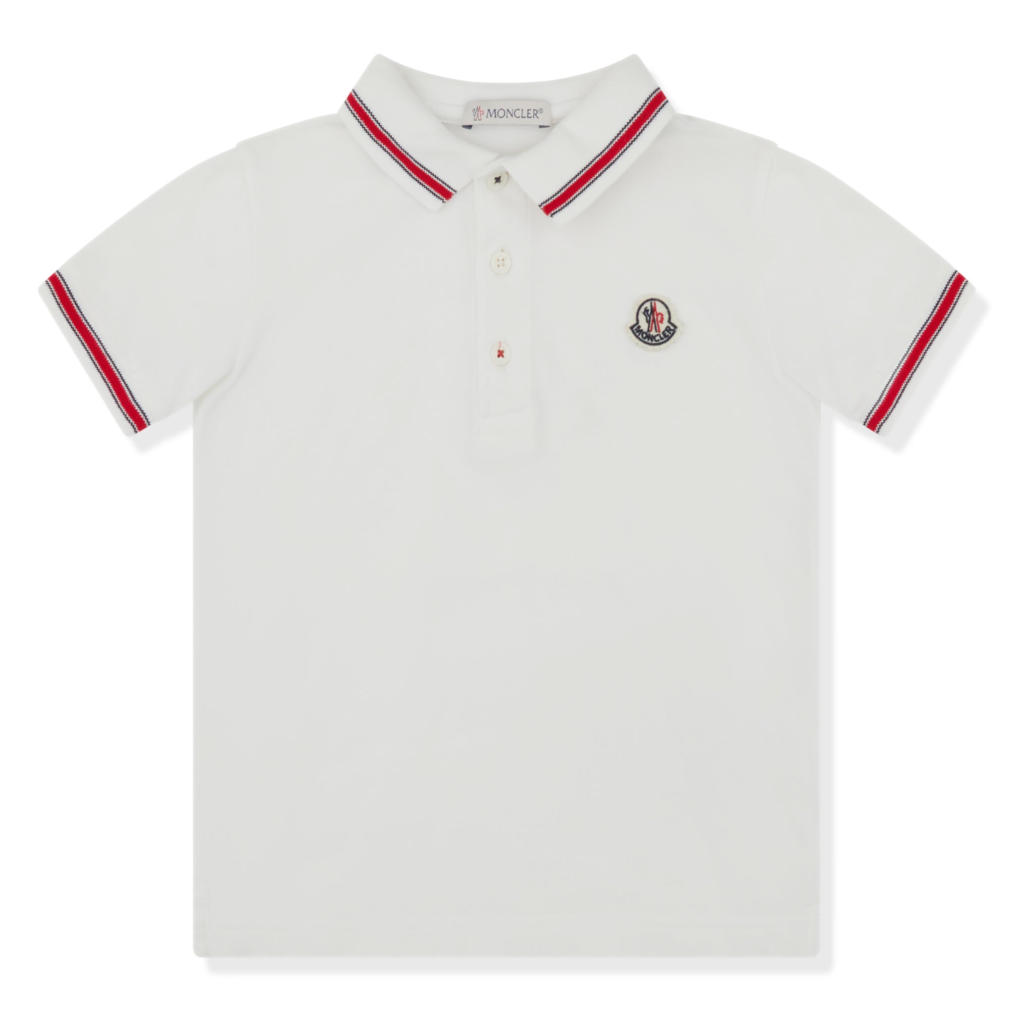 Image of Moncler Enfant Pique Cotton White Polo Shirt