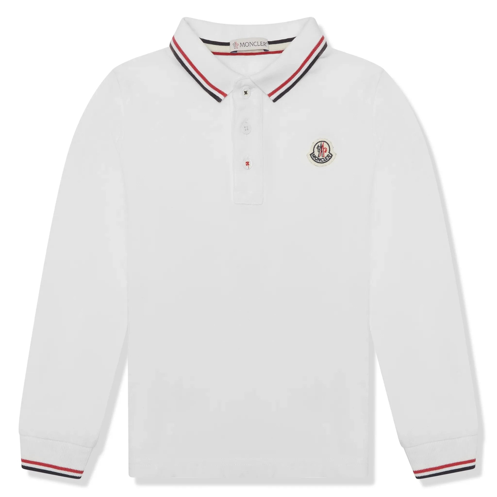 Front view of Preloved - Moncler Enfant Pique Cotton White Polo Shirt