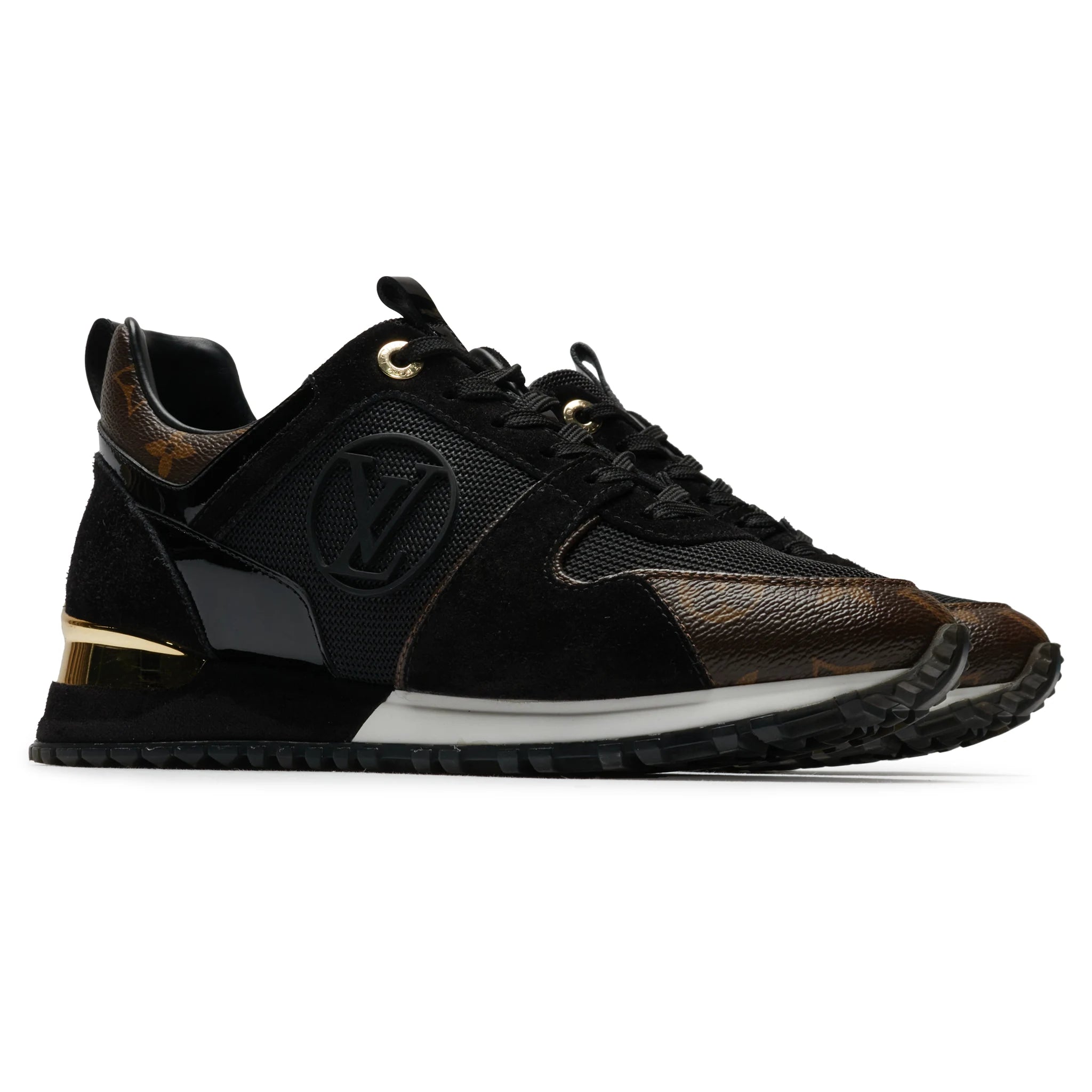 Front side view of Preloved - Louis Vuitton LV Run Away Black Trainer