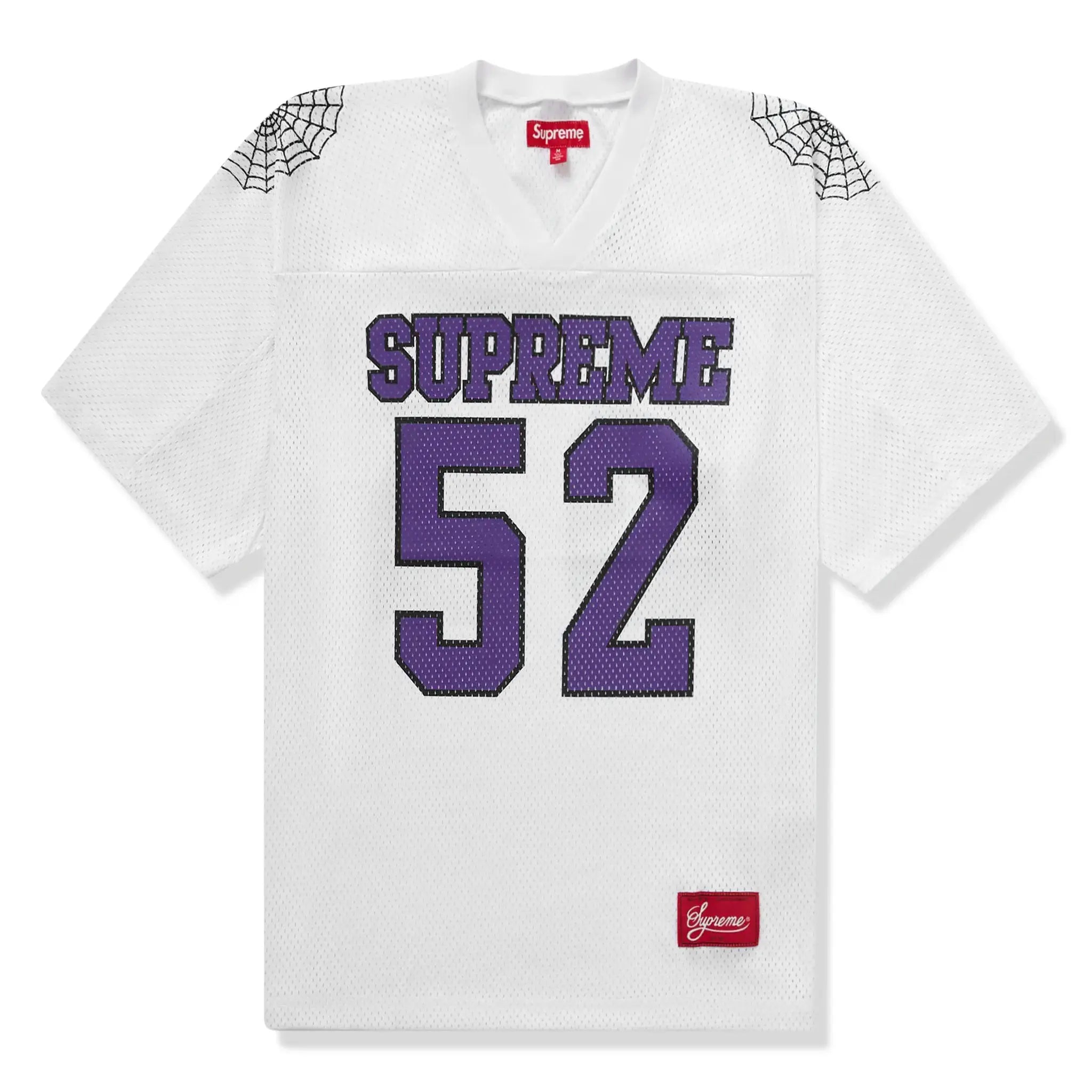 Front view of Supreme Spiderweb White Football Jersey