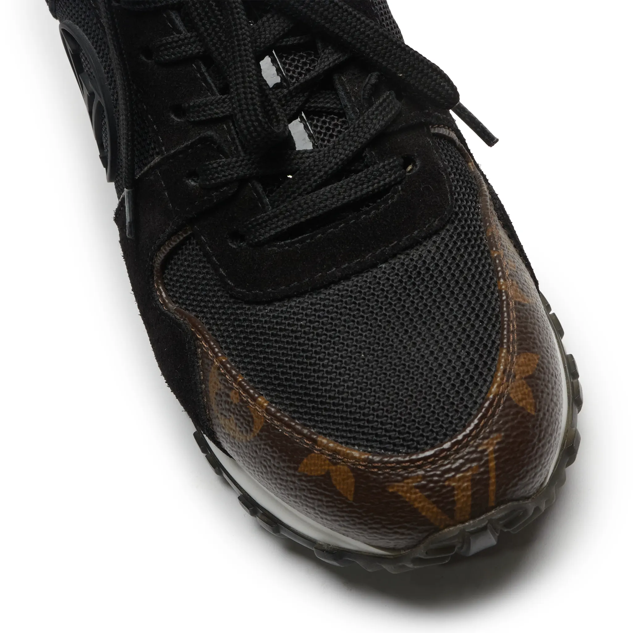 Toe view of Preloved - Louis Vuitton LV Run Away Black Trainer