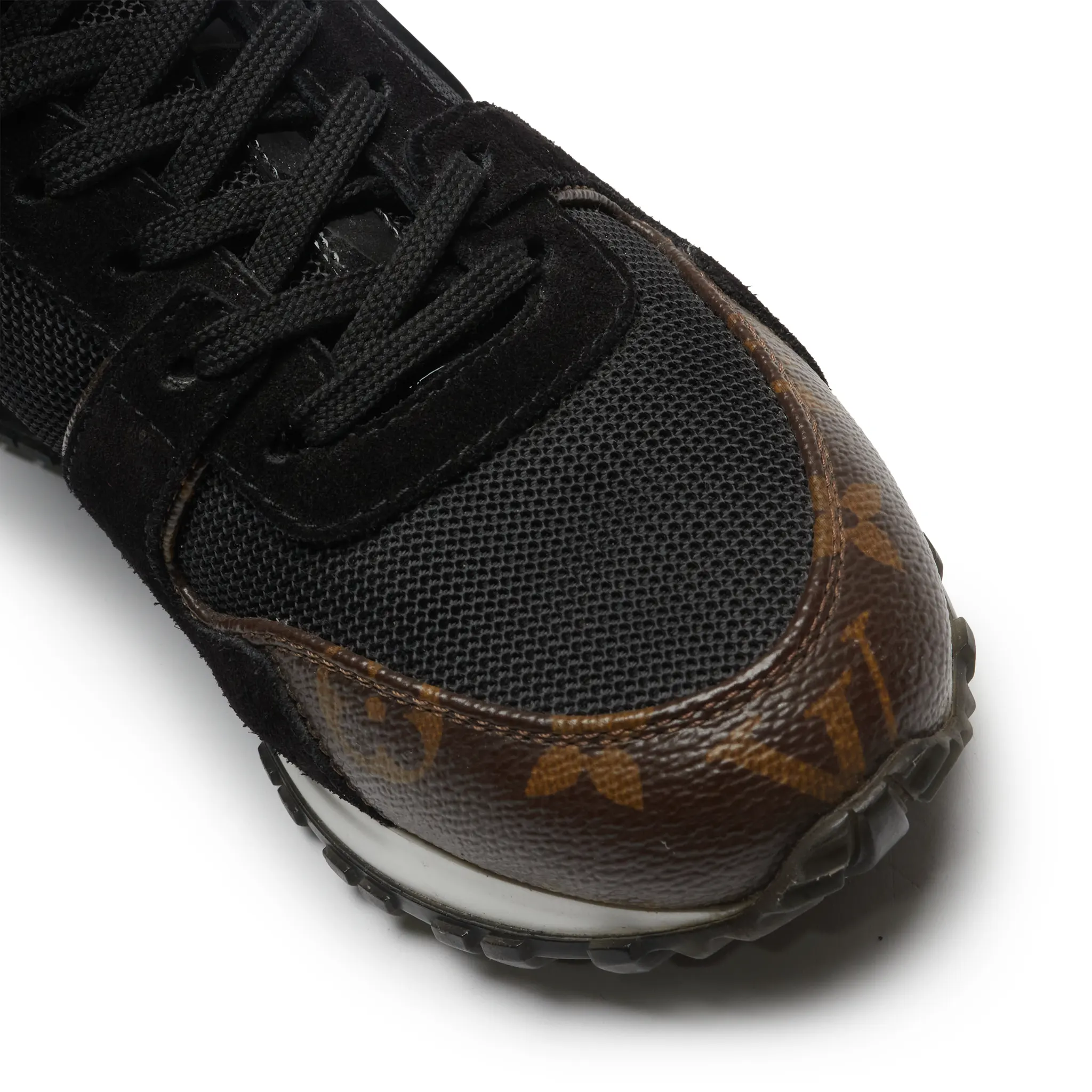 Toe view of Preloved - Louis Vuitton LV Run Away Black Trainer