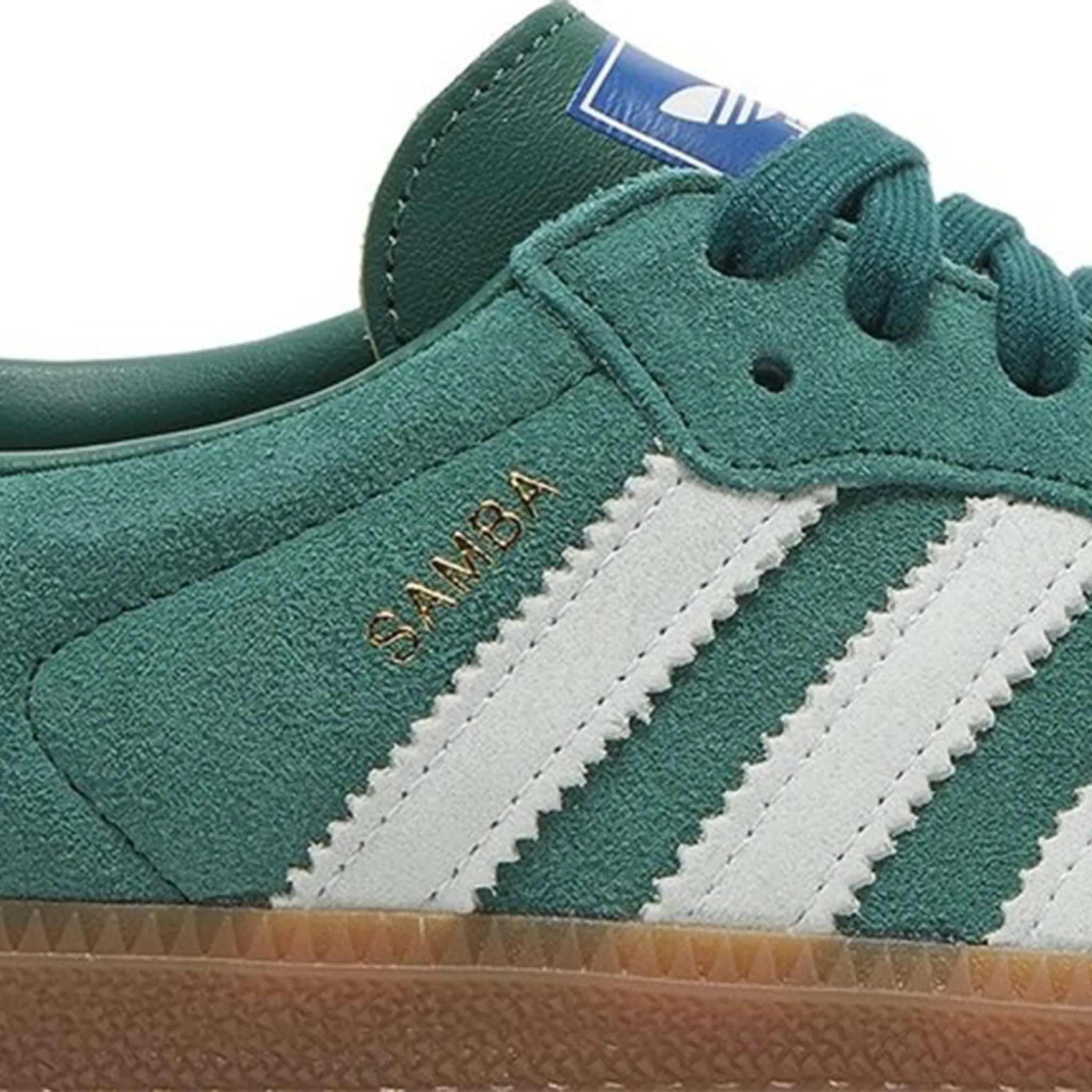 Detail view of Adidas Samba OG Collegiate Green Gum ID2054