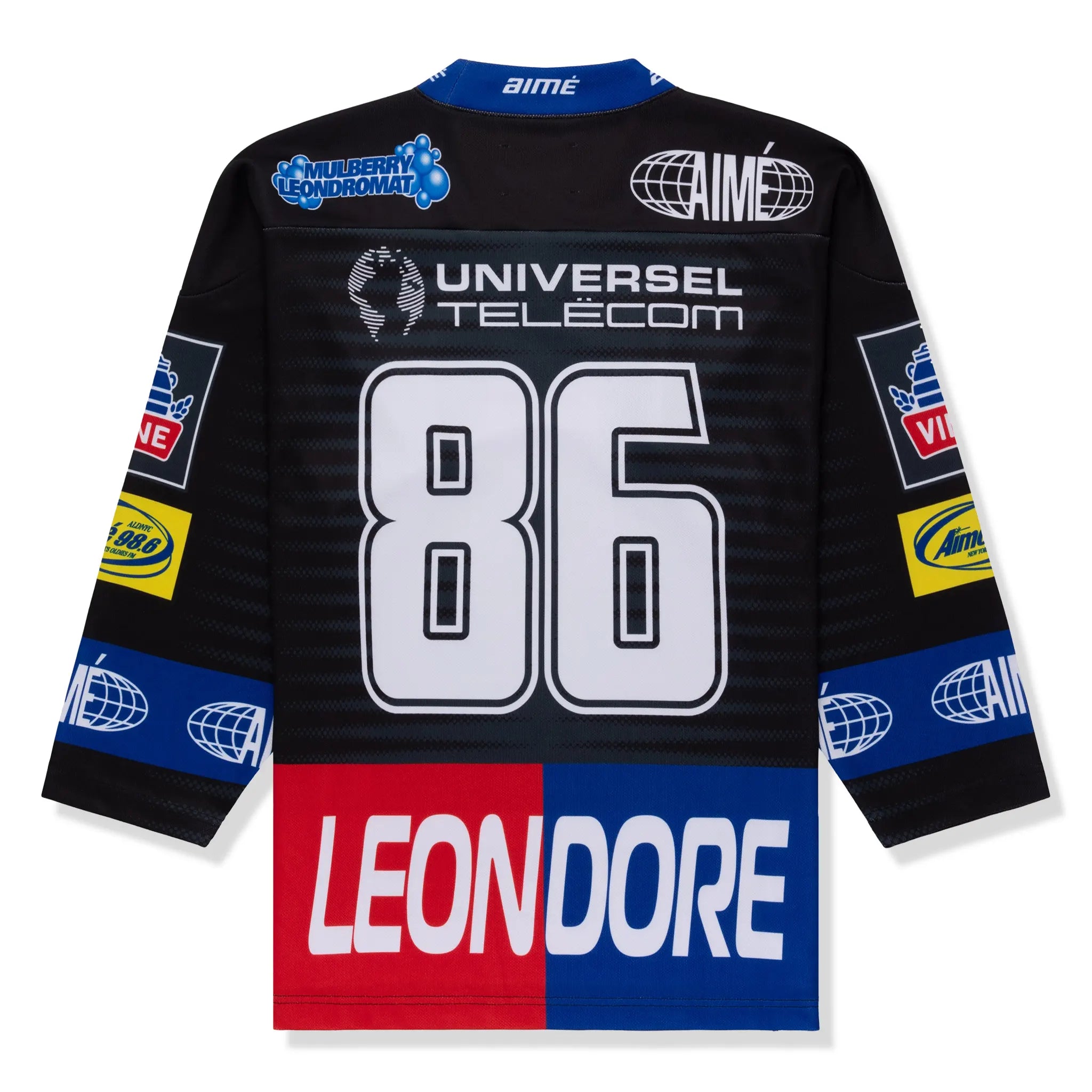 Back view of Aime Leon Dore Black Team Hockey Jersey 