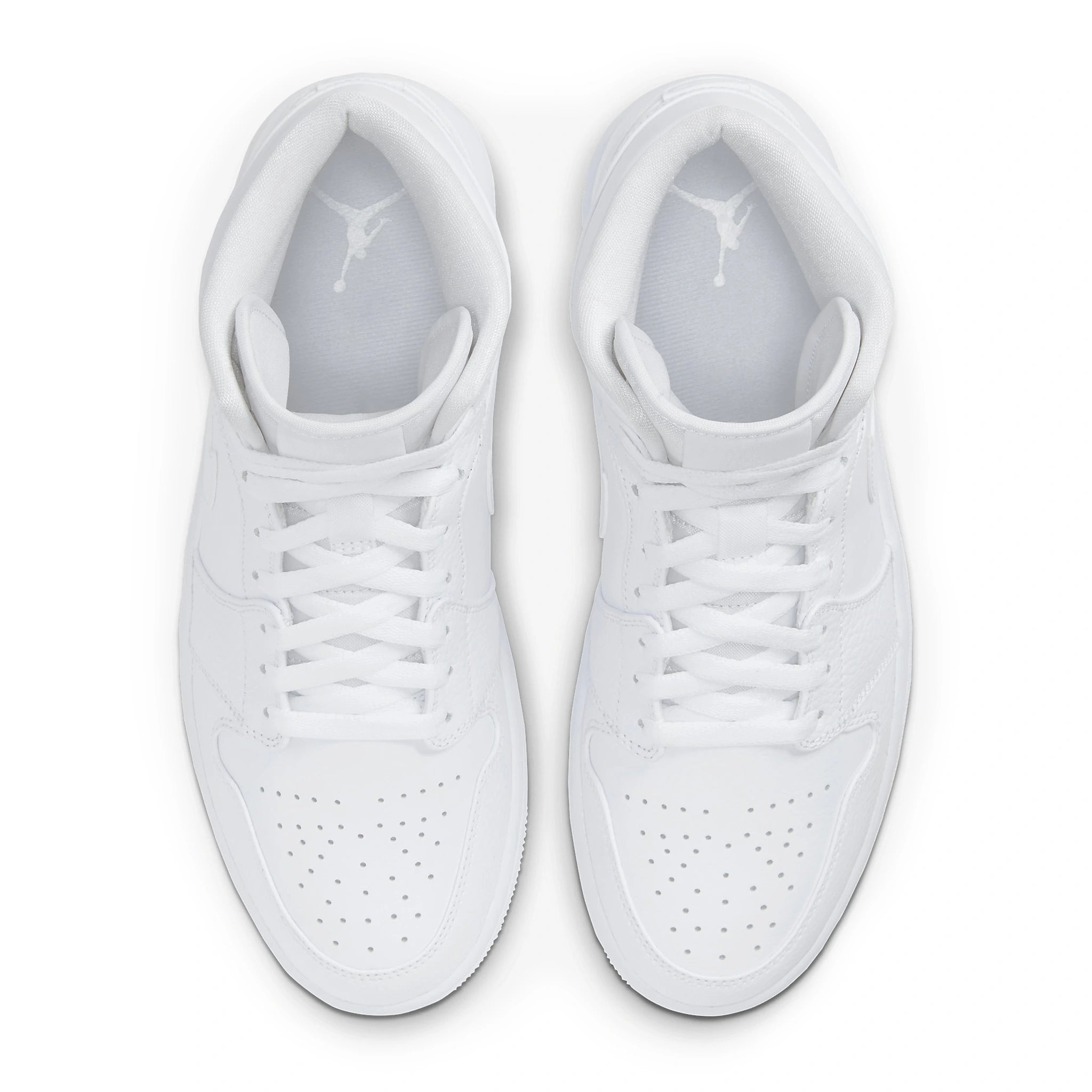 Top view of Air Jordan 1 Mid Triple White 554724-130