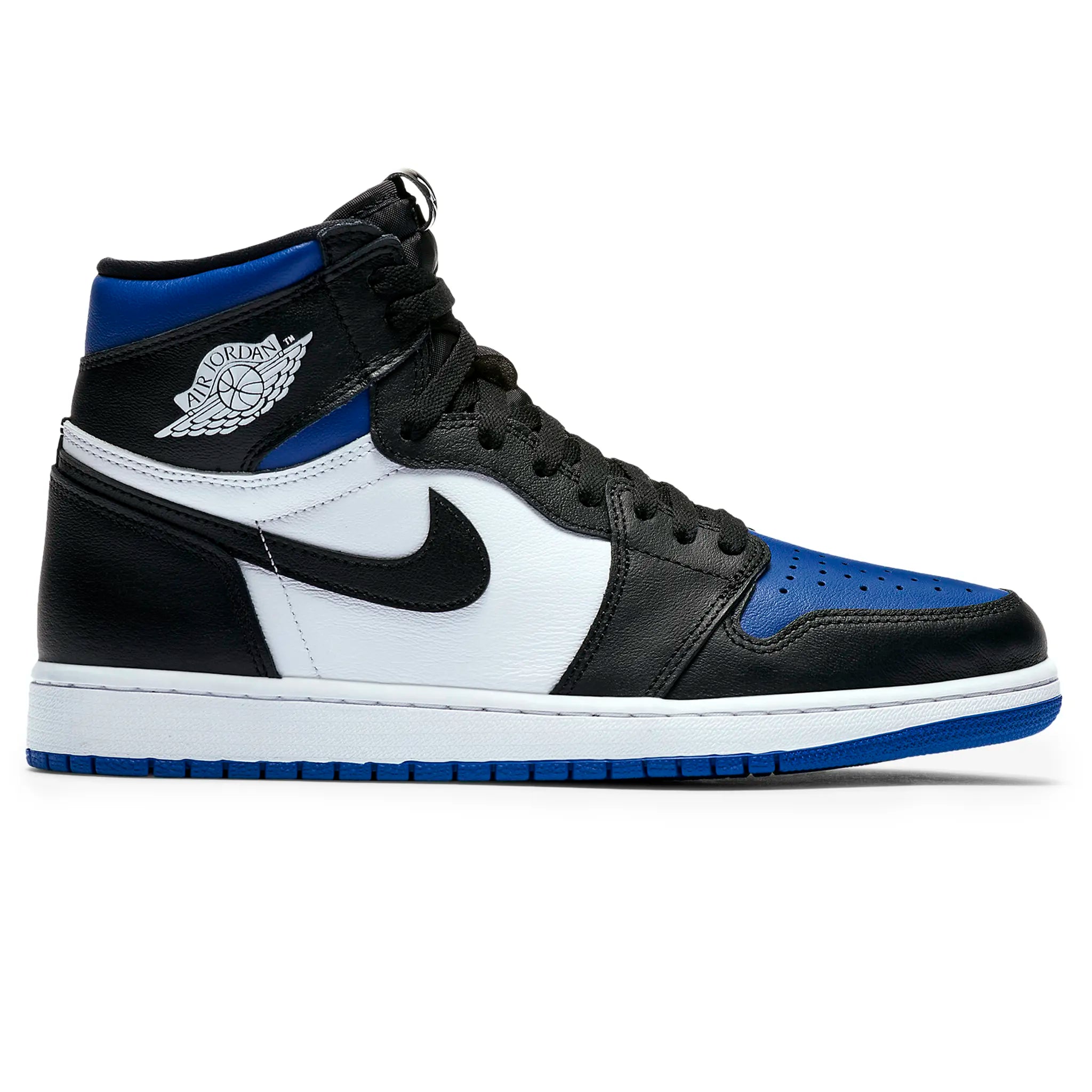 Side view of Air Jordan 1 Royal Toe Sneaker 555088-041