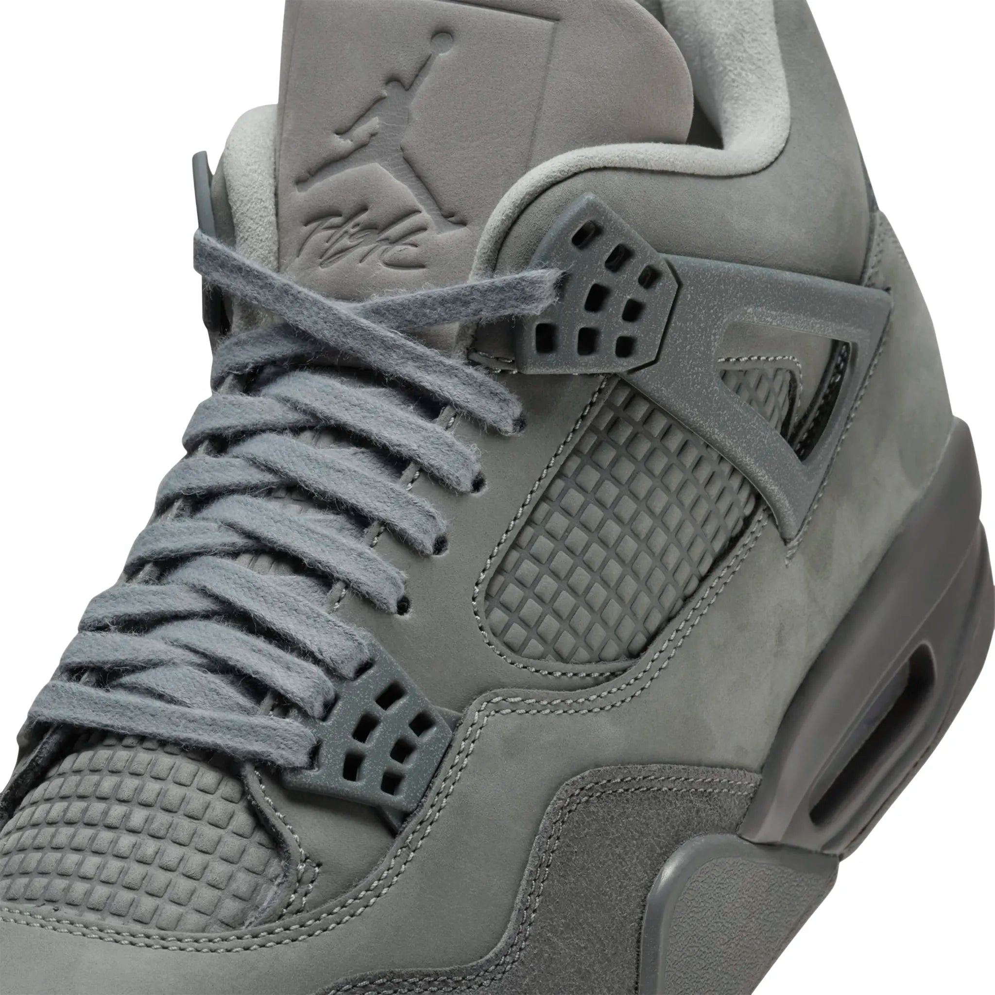 Tongue detail view of Air Jordan 4 Retro SE Paris Olympics Wet Cement FQ7928-001