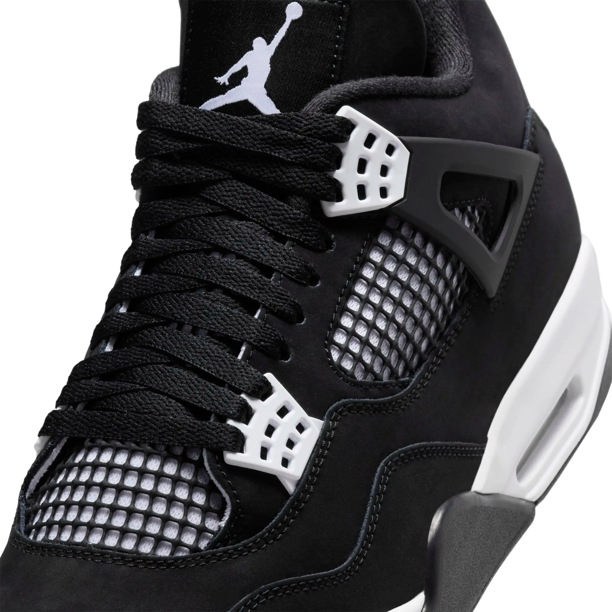 Tongue view of Air Jordan 4 Retro White Thunder FQ8138-001