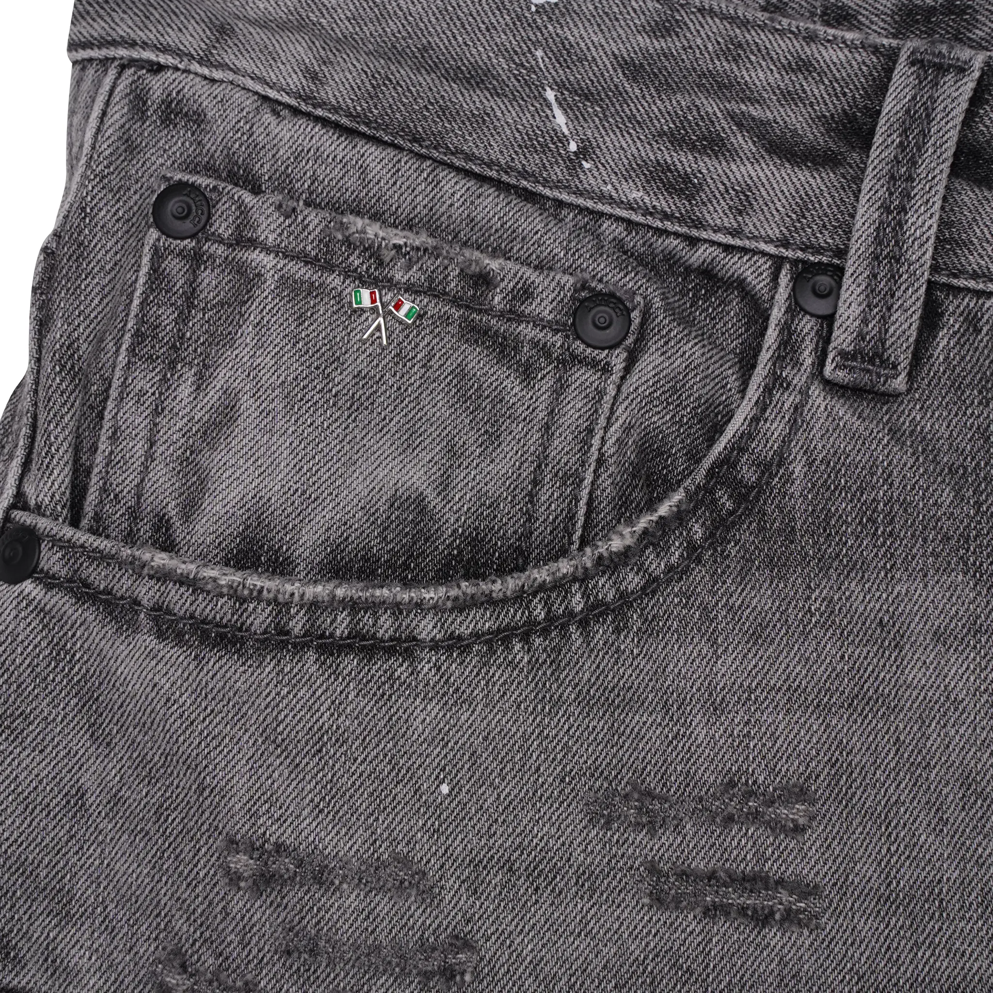 Detail view of Amicci Adrano Grey Carpenter Shorts