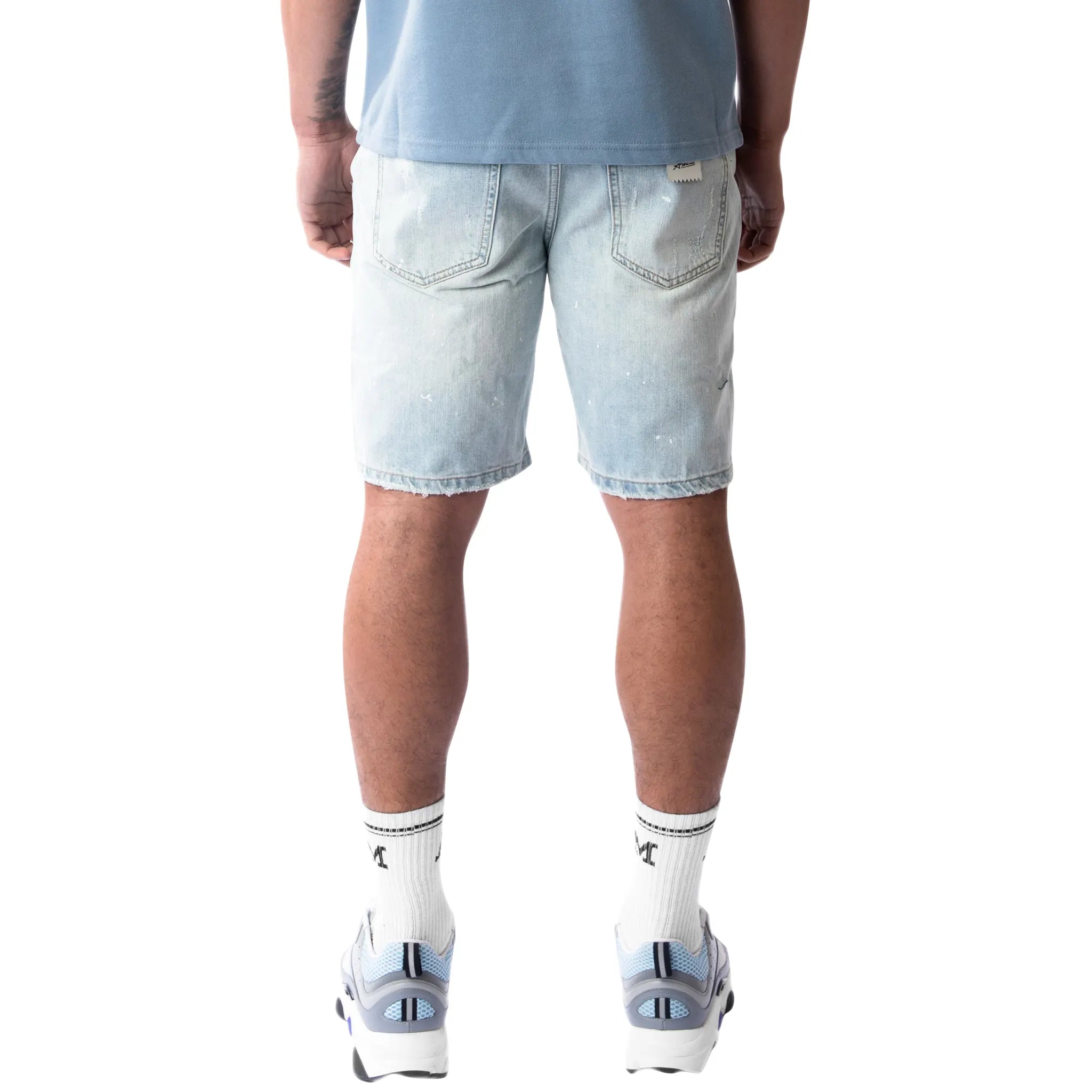 Back Detail view of Amicci Adrano Light Blue Carpenter Shorts