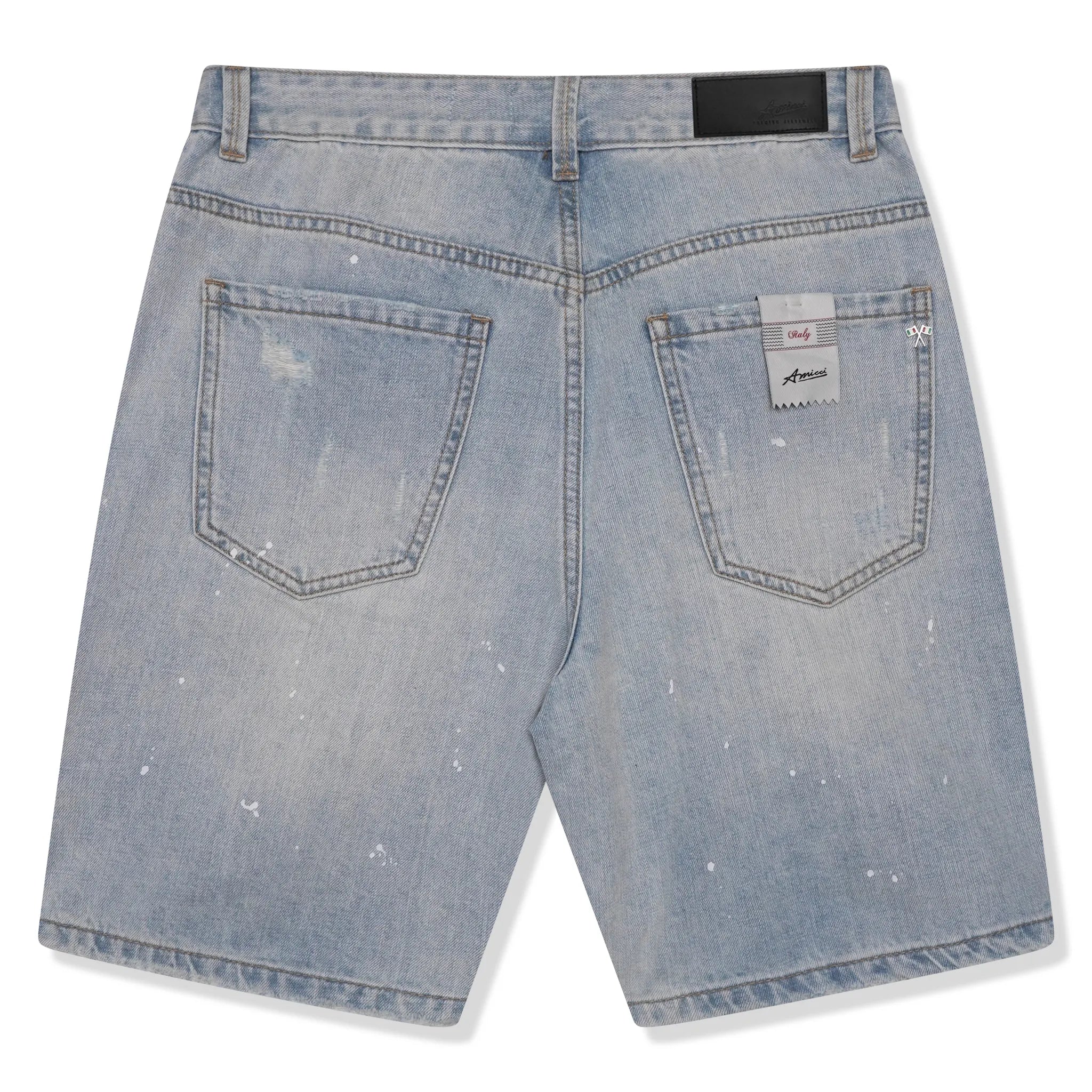 Back view of Amicci Adrano Light Blue Carpenter Shorts