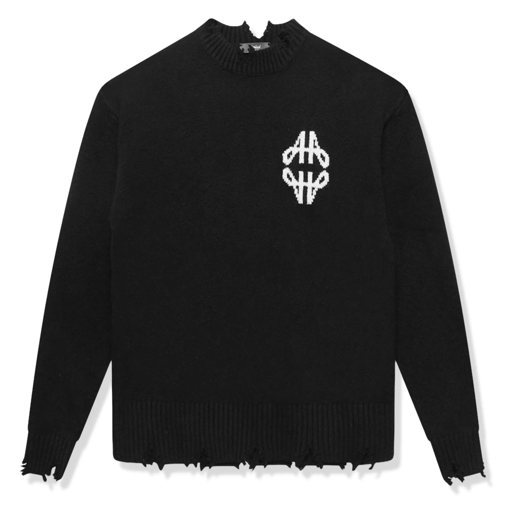 Front view of Amicci Almanzo Black Knit Sweatshirt 