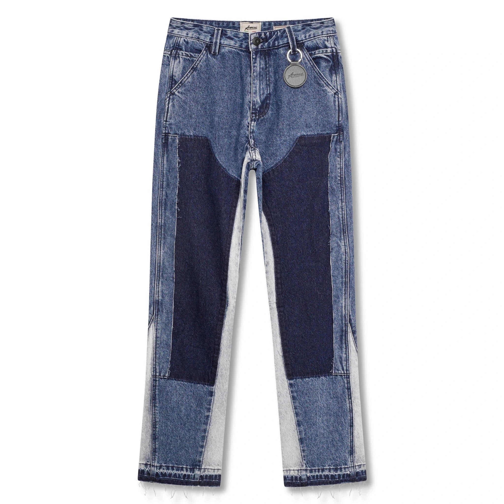 Front view of Amicci Adrano Flare slim-fit jeans Blue AMJ01BLU