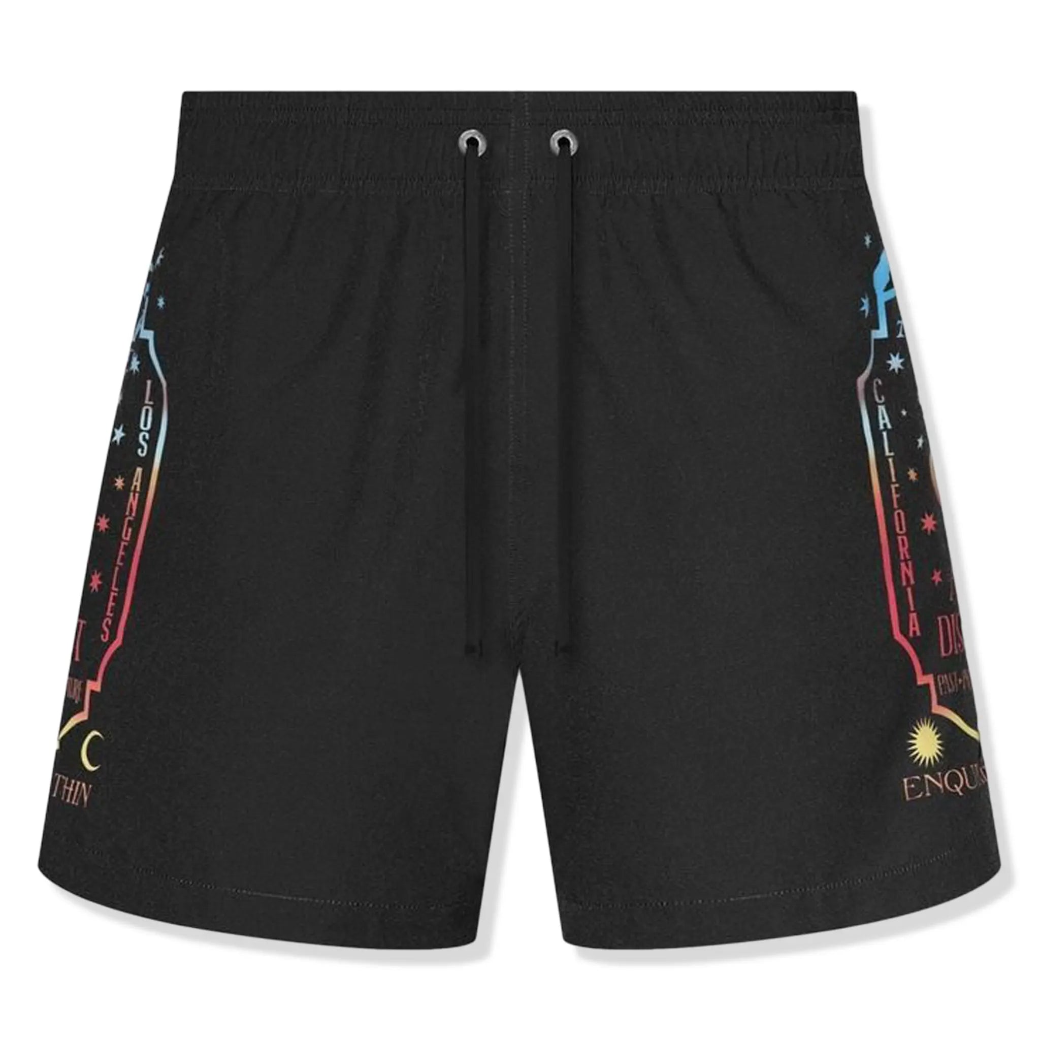 Front view of Amiri Fortune Black Swim Shorts PS23MSB004-001