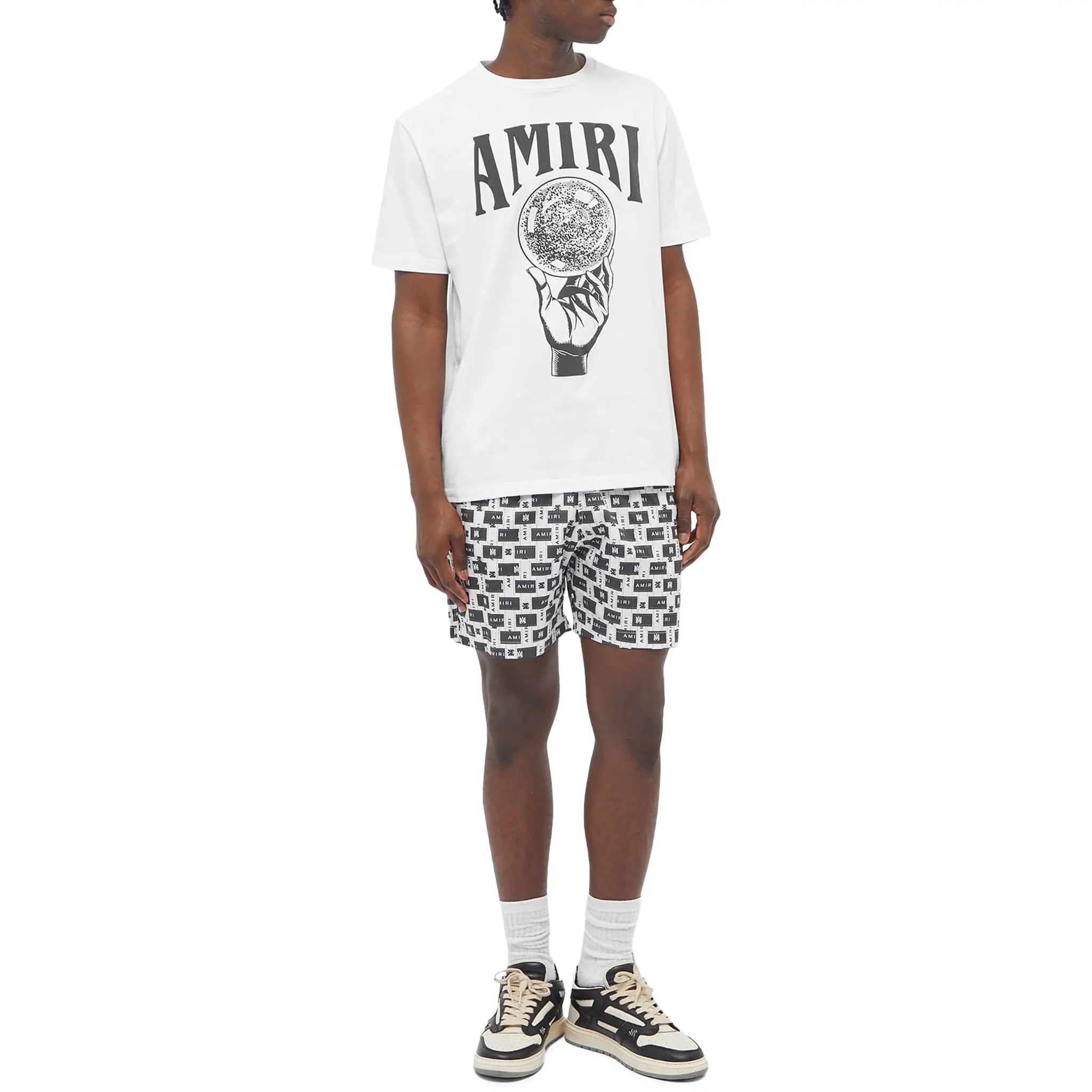 Amiri Interweave Black White Swim Shorts