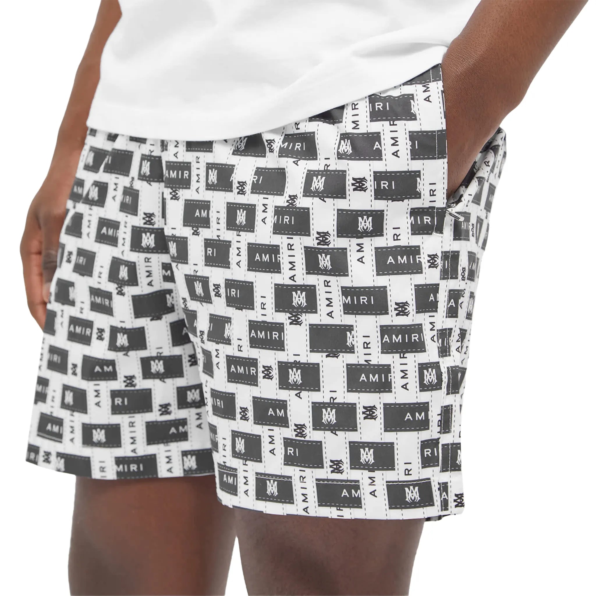 Amiri Interweave Black White Swim Shorts