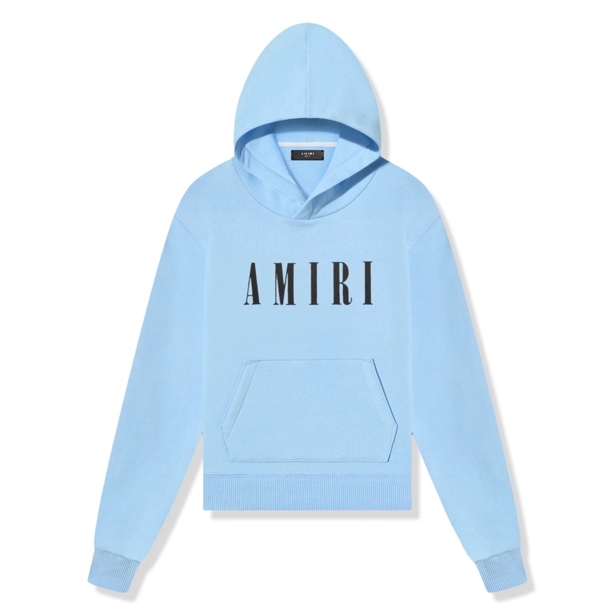 Front view of Amiri Kids 'Amiri' Baby Blue Hoodie PF22KJL001-853