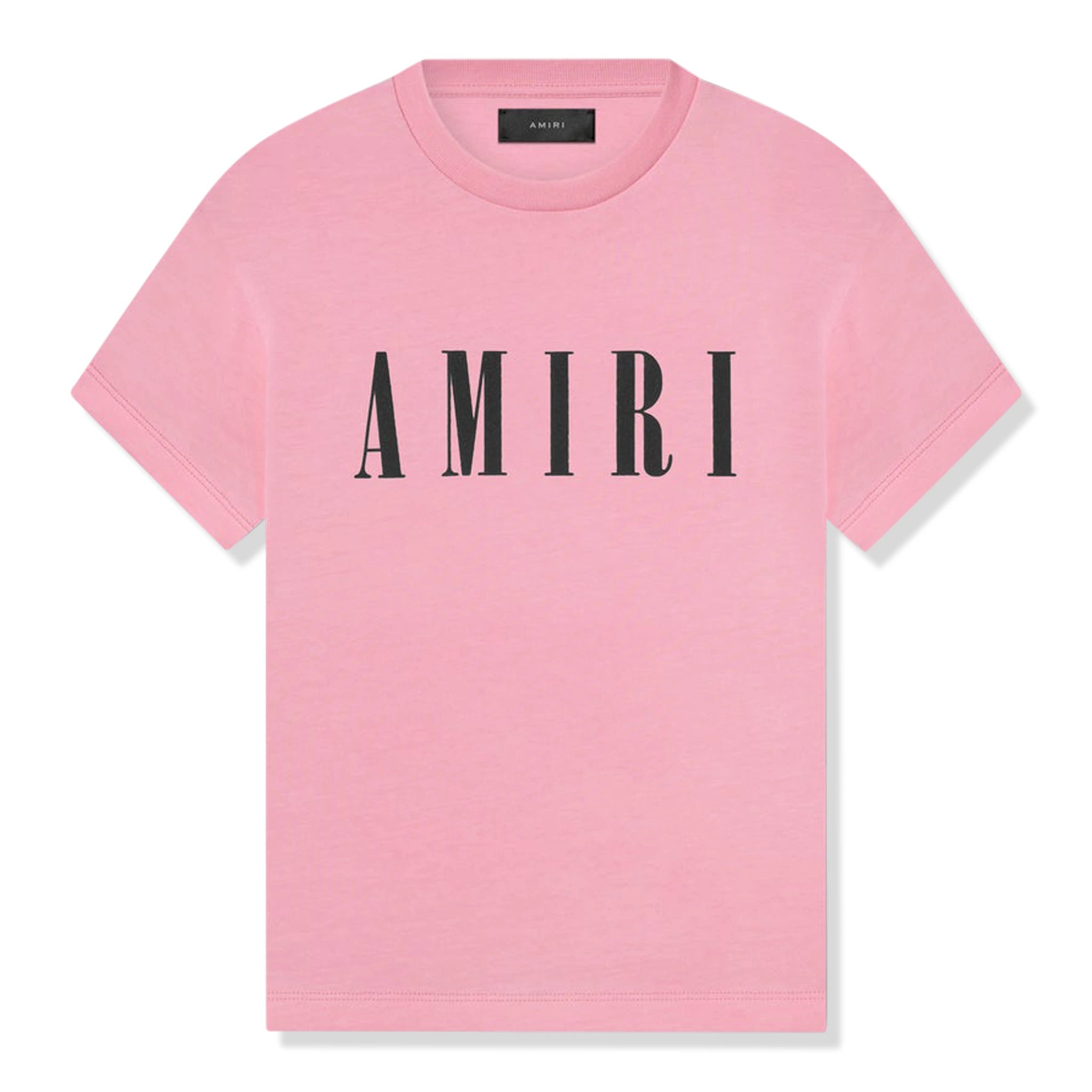 Front view of Amiri Kids 'Amiri' Baby Pink T Shirt