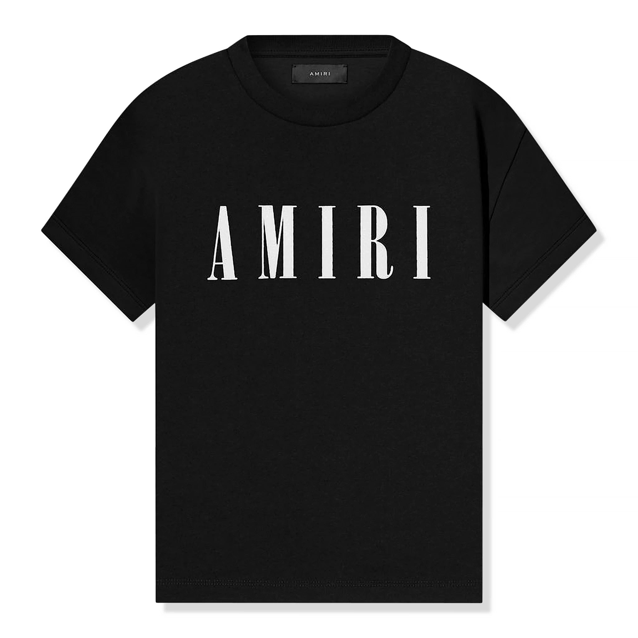 Front view of Amiri Kids 'Amiri' Black T Shirt PF22KJL013-001