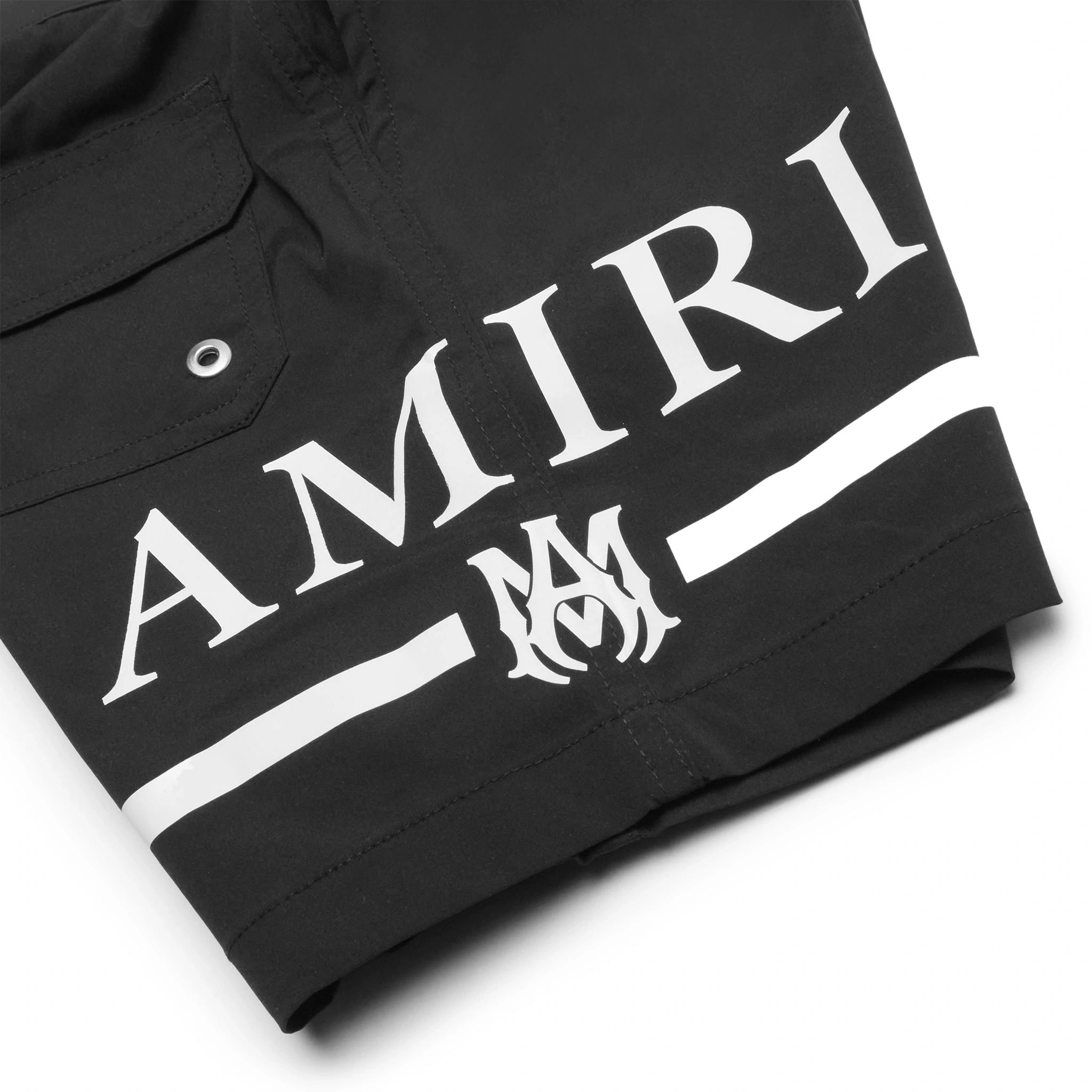 Logo view of Amiri Kids MA Bar Black Swim Trunks PF22KJB002-001